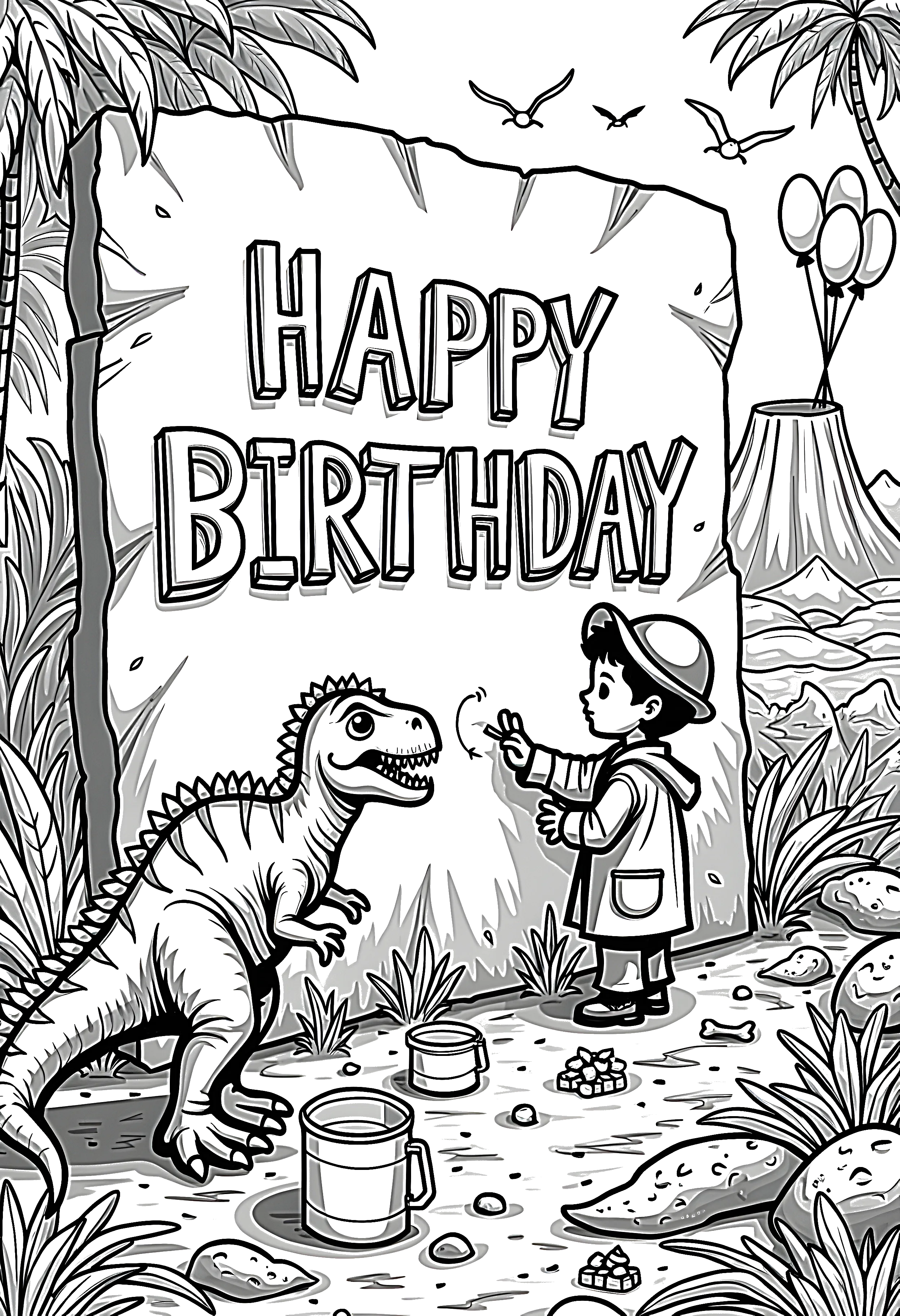 Free Dinosaur Birthday Coloring Page (Printable PDF) | DaVinci in You ...
