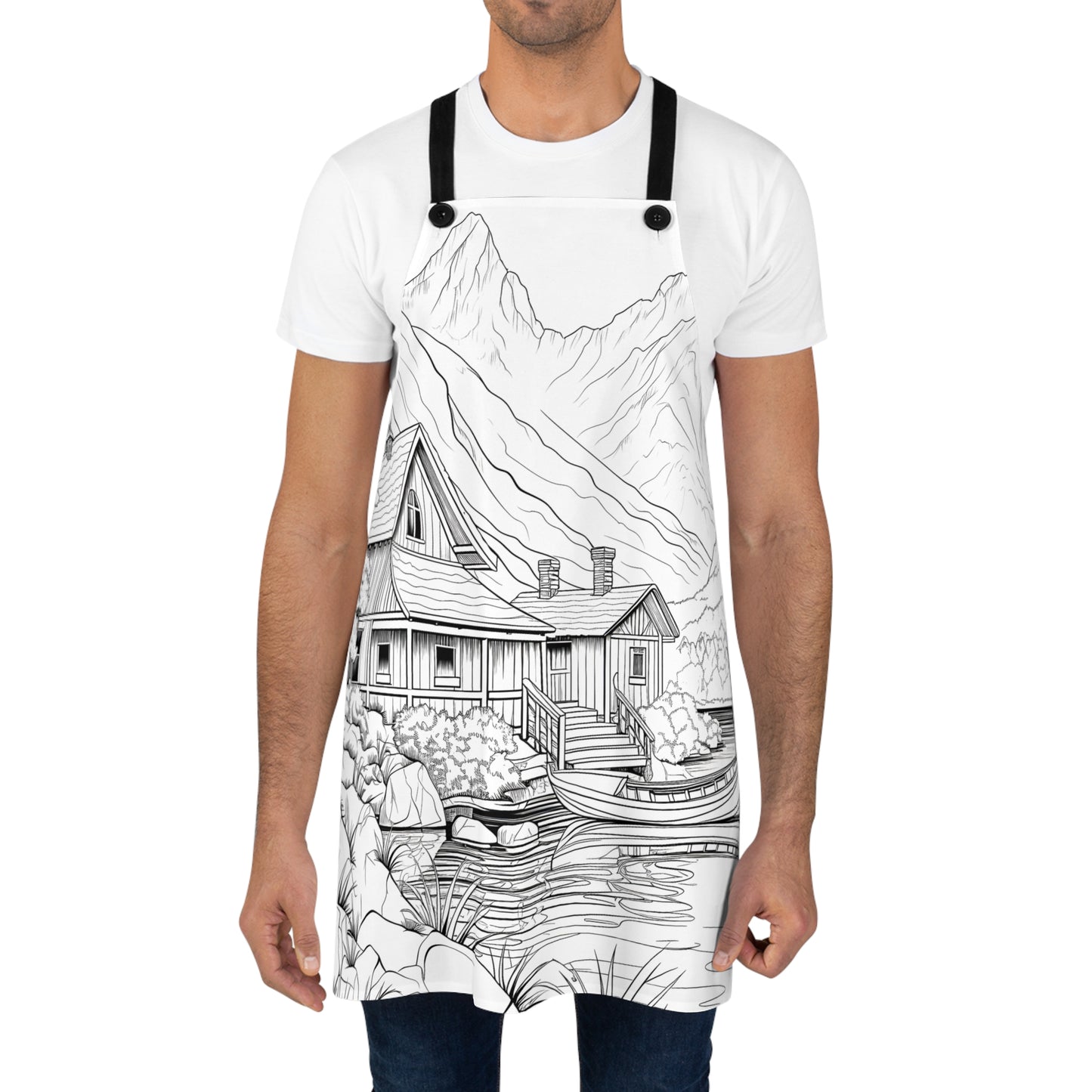 Apron Coloring Kit with 10 Fabric Markers - Mountain Cabin