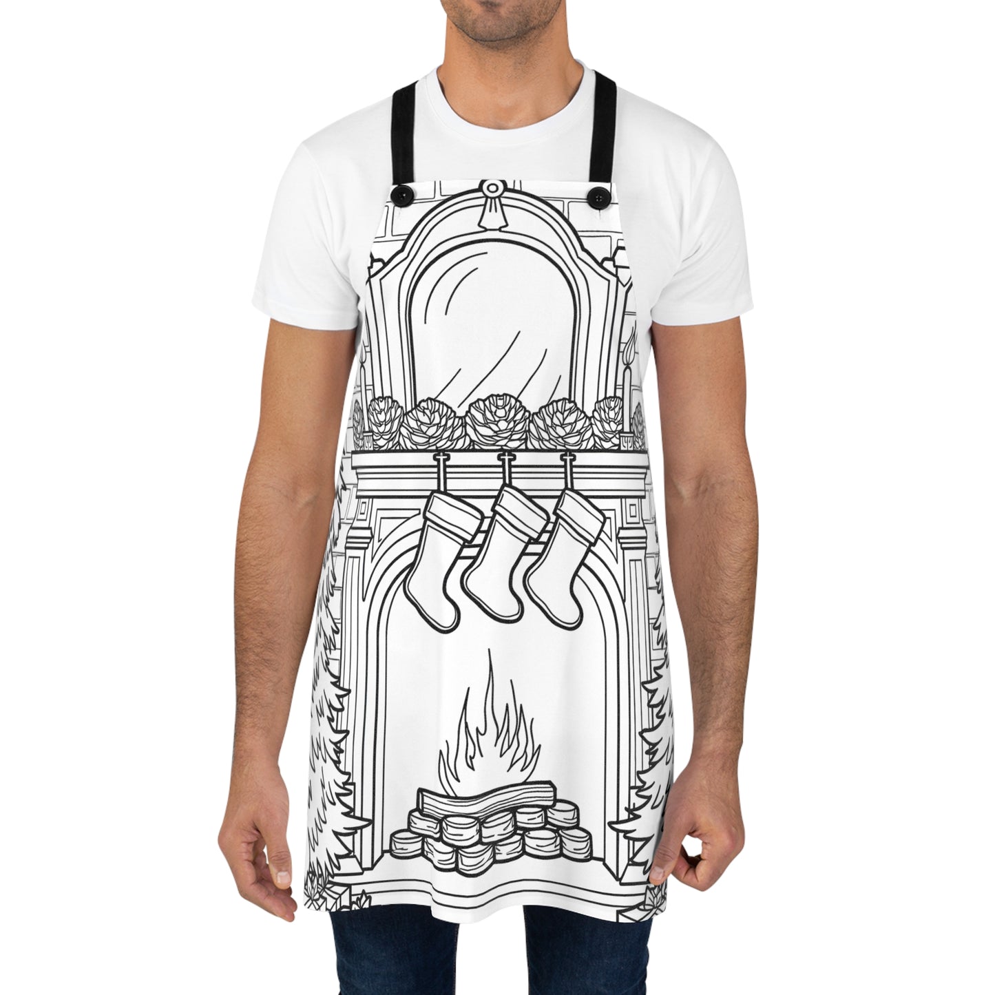 Apron Coloring Kit with 10 Fabric Markers - Christmas Fireplace