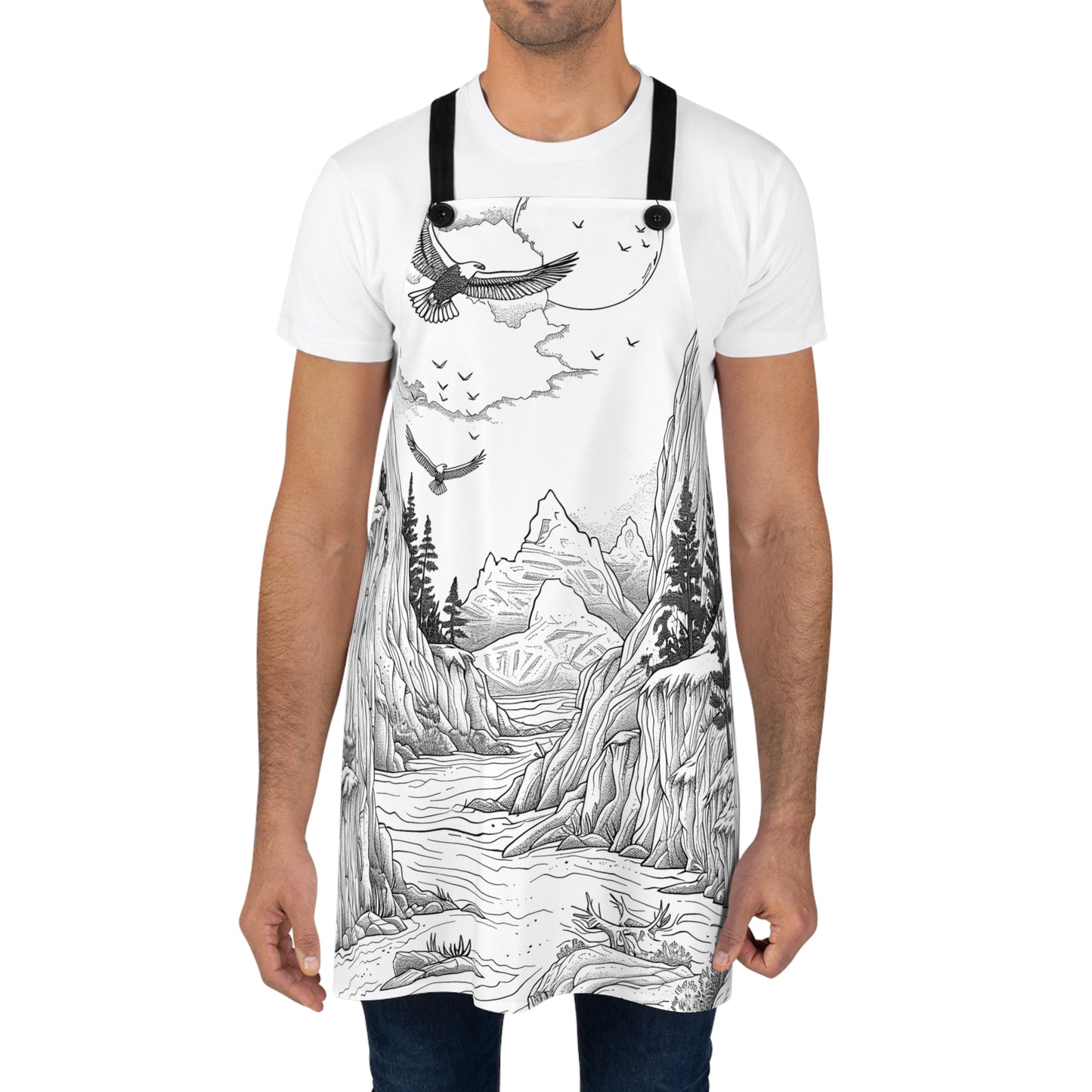 Apron Coloring Kit with 10 Fabric Markers - Mountain Scenery