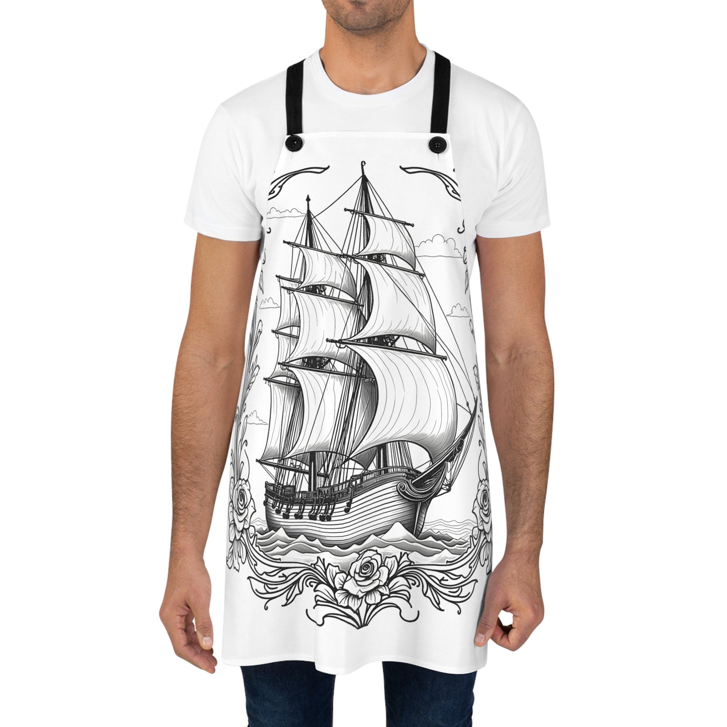 Apron Coloring Kit with 10 Fabric Markers - Sailing Ship