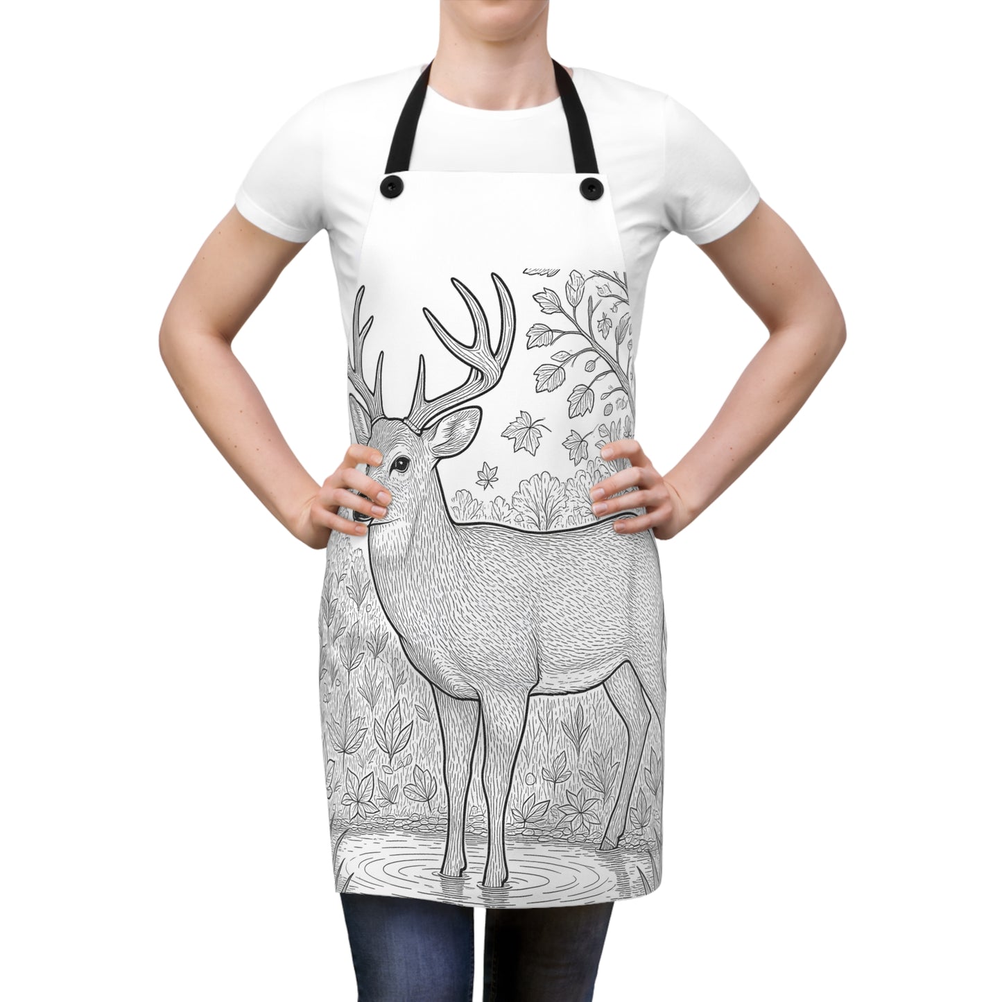 Apron Coloring Kit with 10 Fabric Markers - Forest Deer