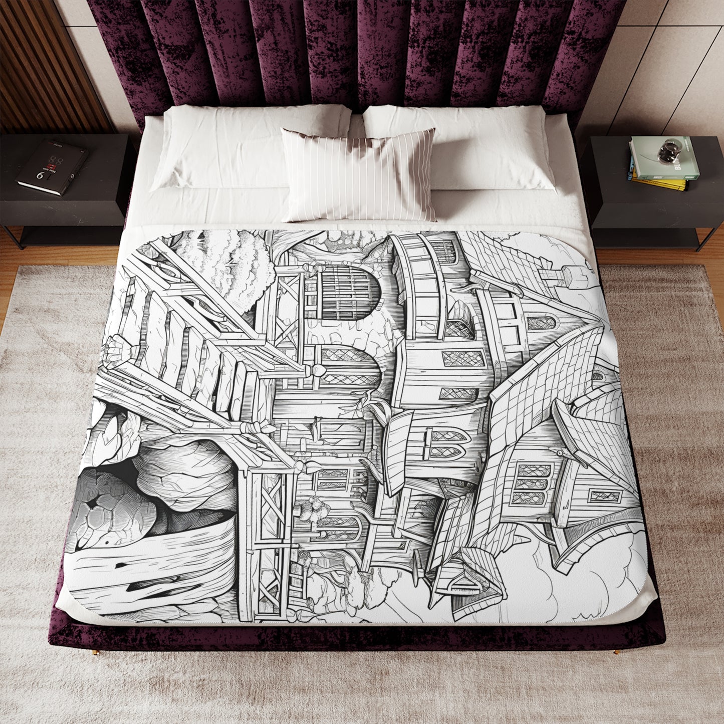 Blanket Coloring Kit with 10 Fabric Markers - Fairy Tale House