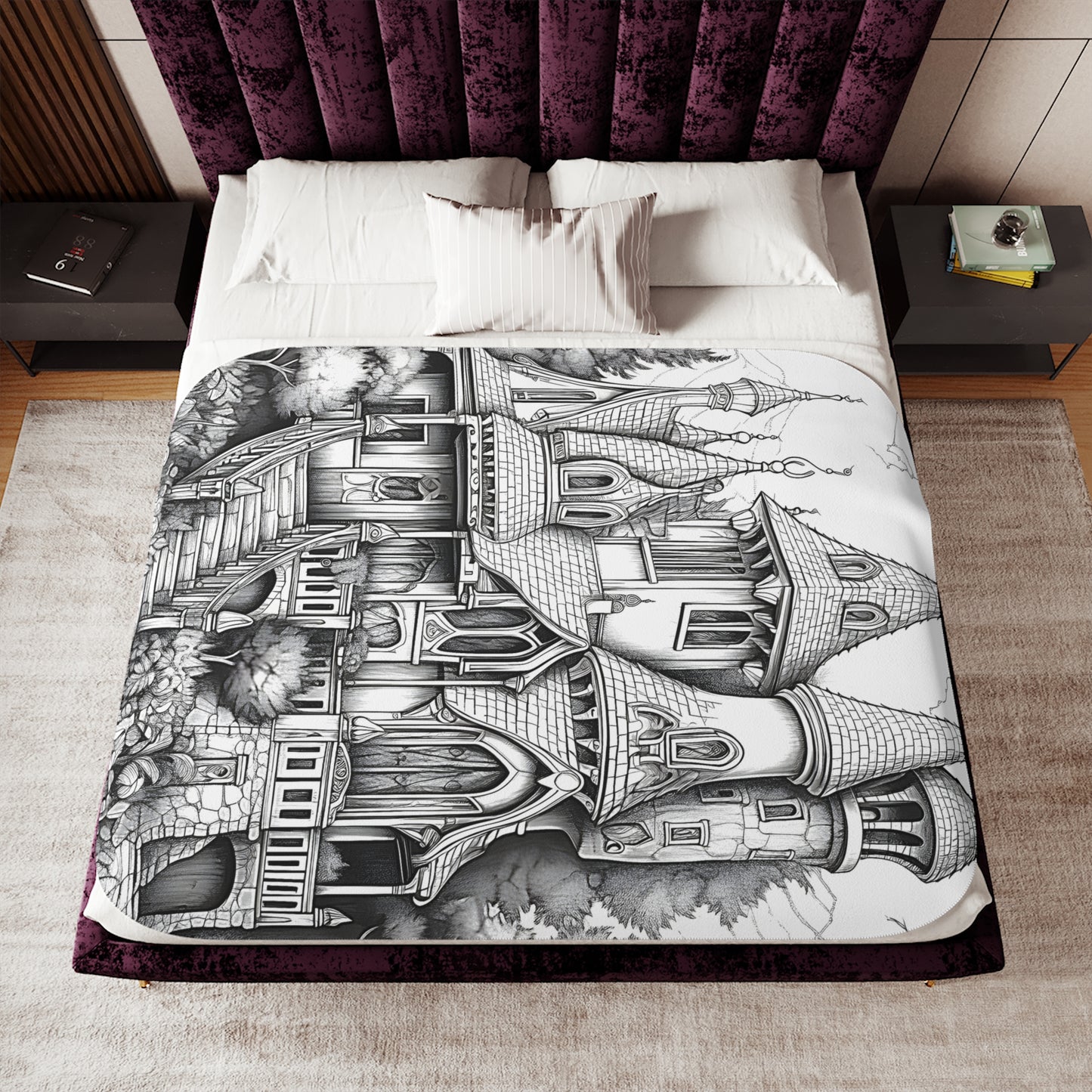 Blanket Coloring Kit with 10 Fabric Markers - Fairy Tale Castle