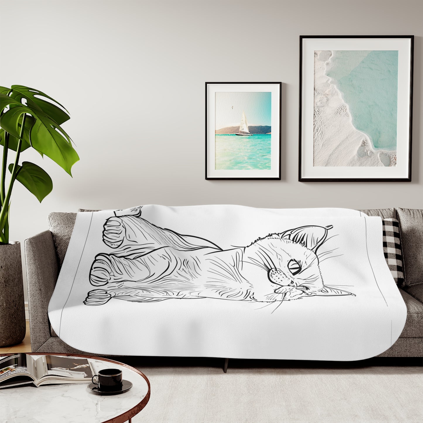 Blanket Coloring Kit with 10 Fabric Markers - Sitting Cat