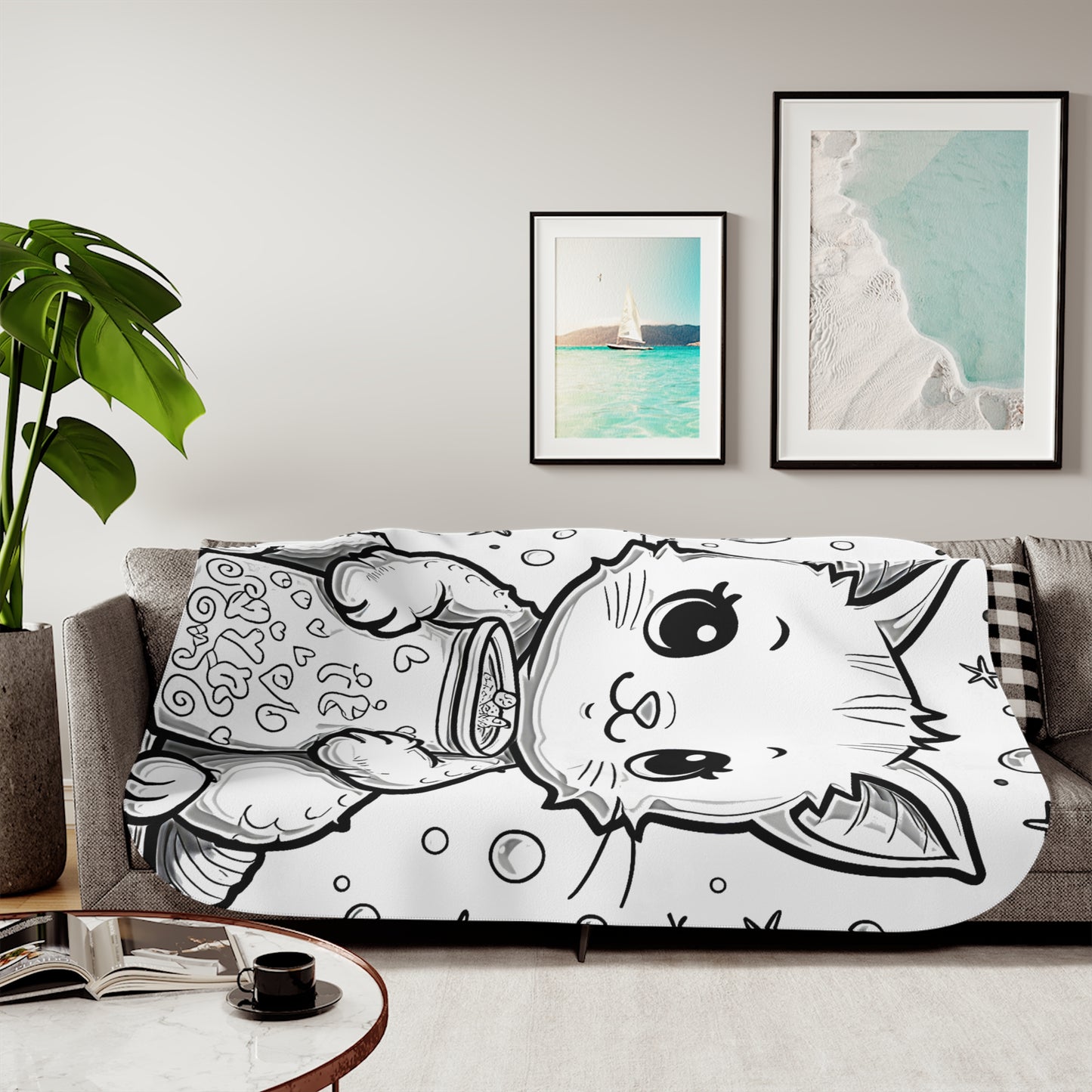 Blanket Coloring Kit with 10 Fabric Markers - Cute Cat