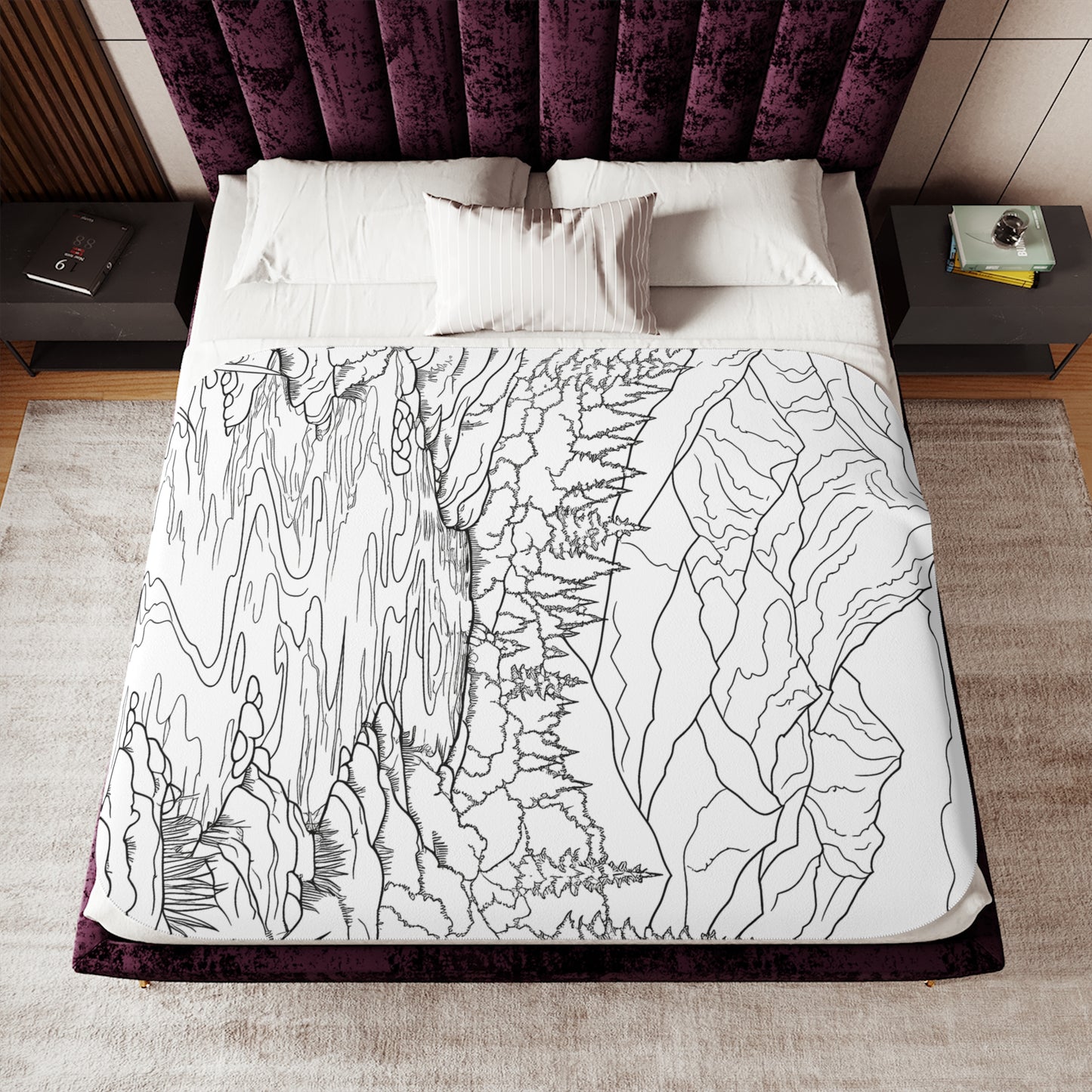 Blanket Coloring Kit with 10 Fabric Markers - Mountain Landscape