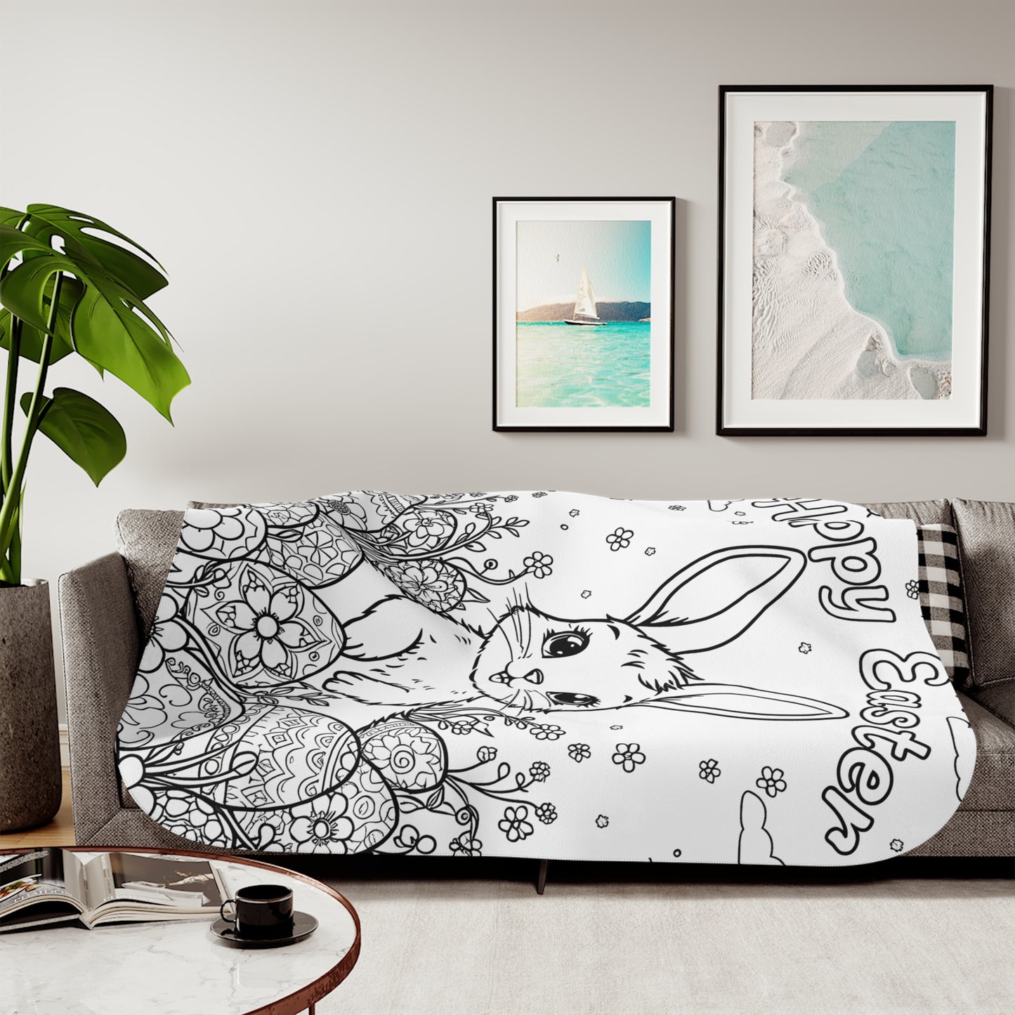 Blanket Coloring Kit with 10 Fabric Markers - Easter Bunny