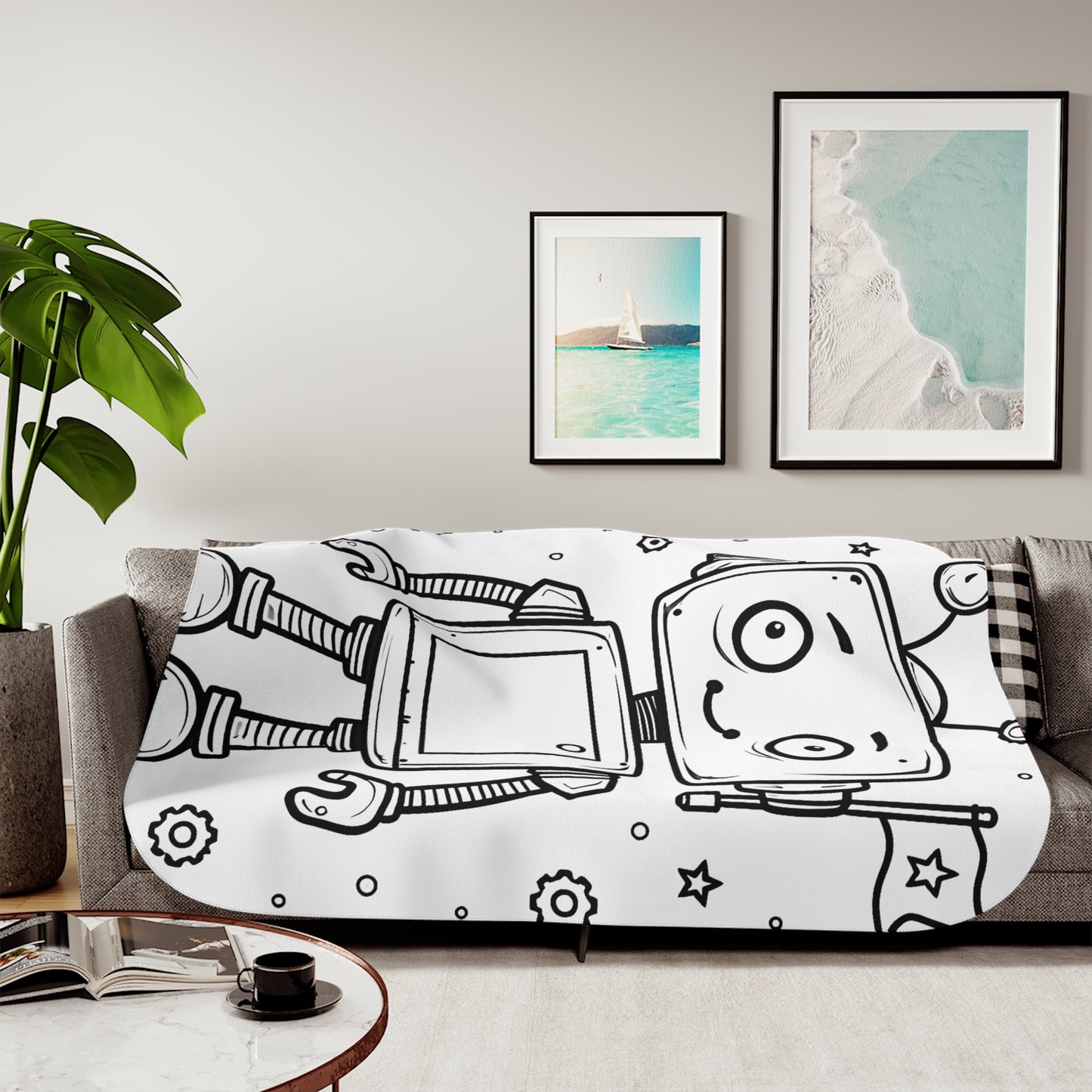 Blanket Coloring Kit with 10 Fabric Markers - Cute Robot