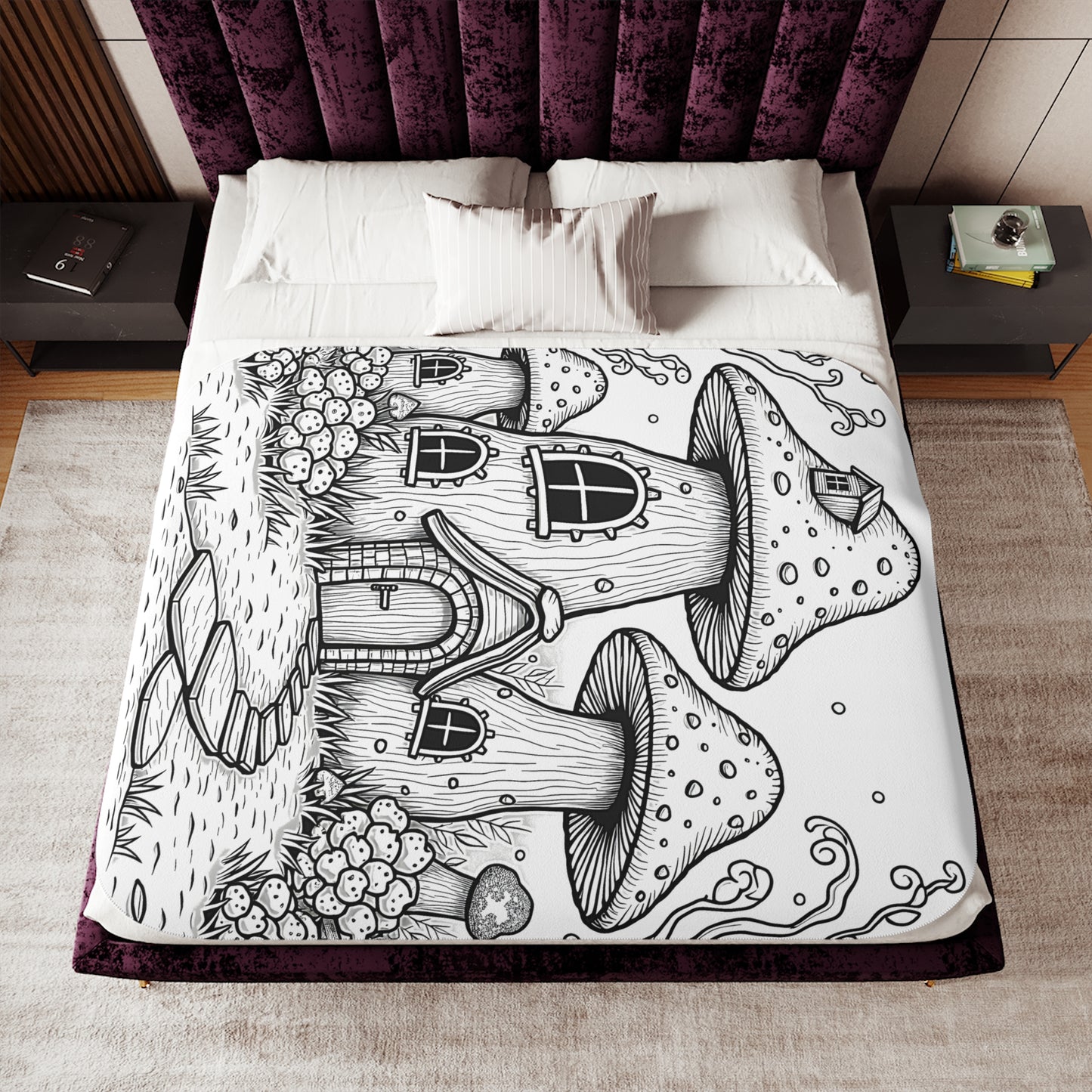 Blanket Coloring Kit with 10 Fabric Markers - Mushroom House