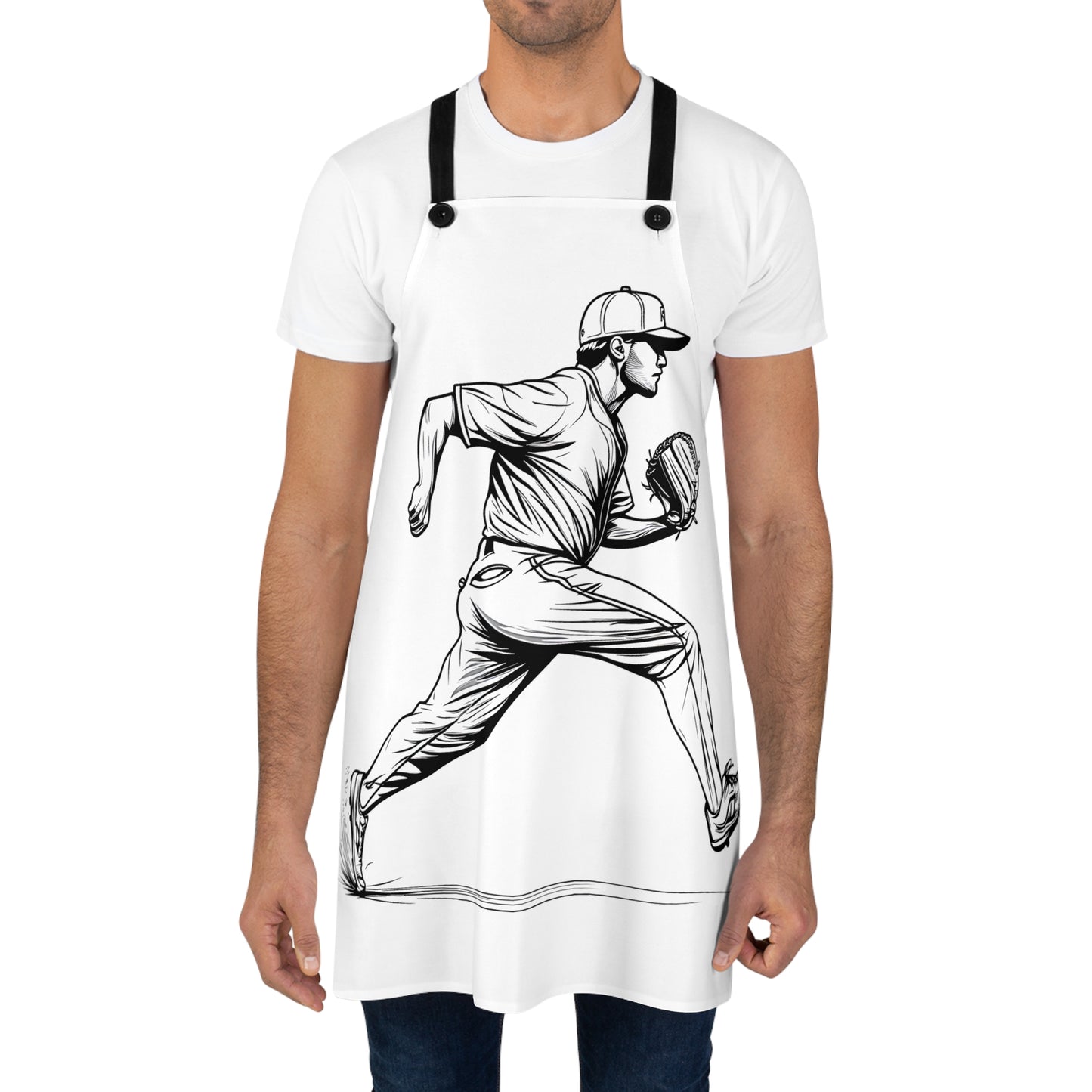 Apron Coloring Kit with 10 Fabric Markers - Baseball Pitcher