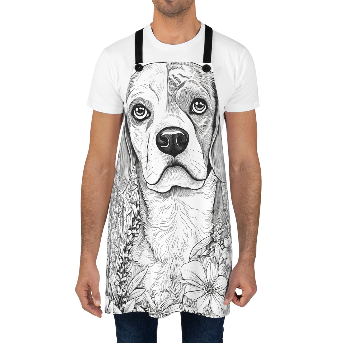 Apron Coloring Kit with 10 Fabric Markers - Beagle in Flowers