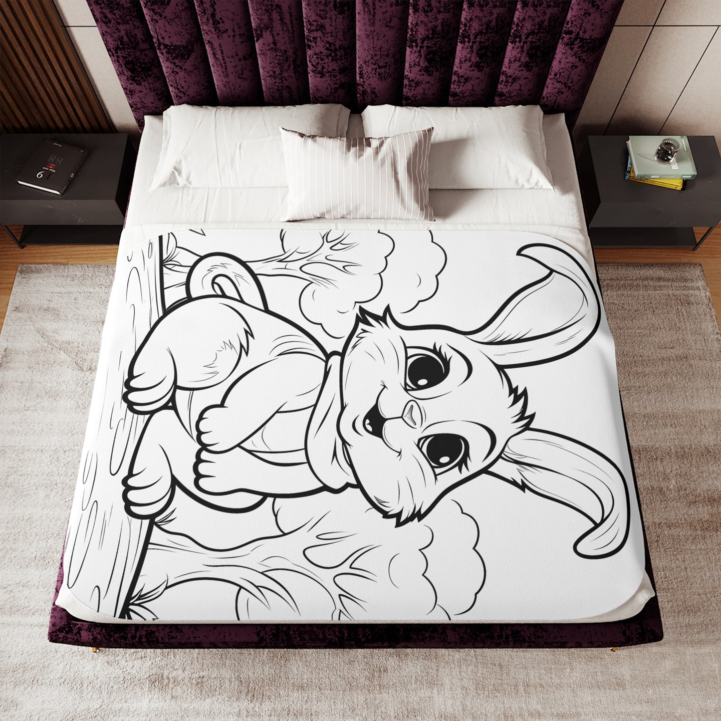 Blanket Coloring Kit with 10 Fabric Markers - Cute Bunny