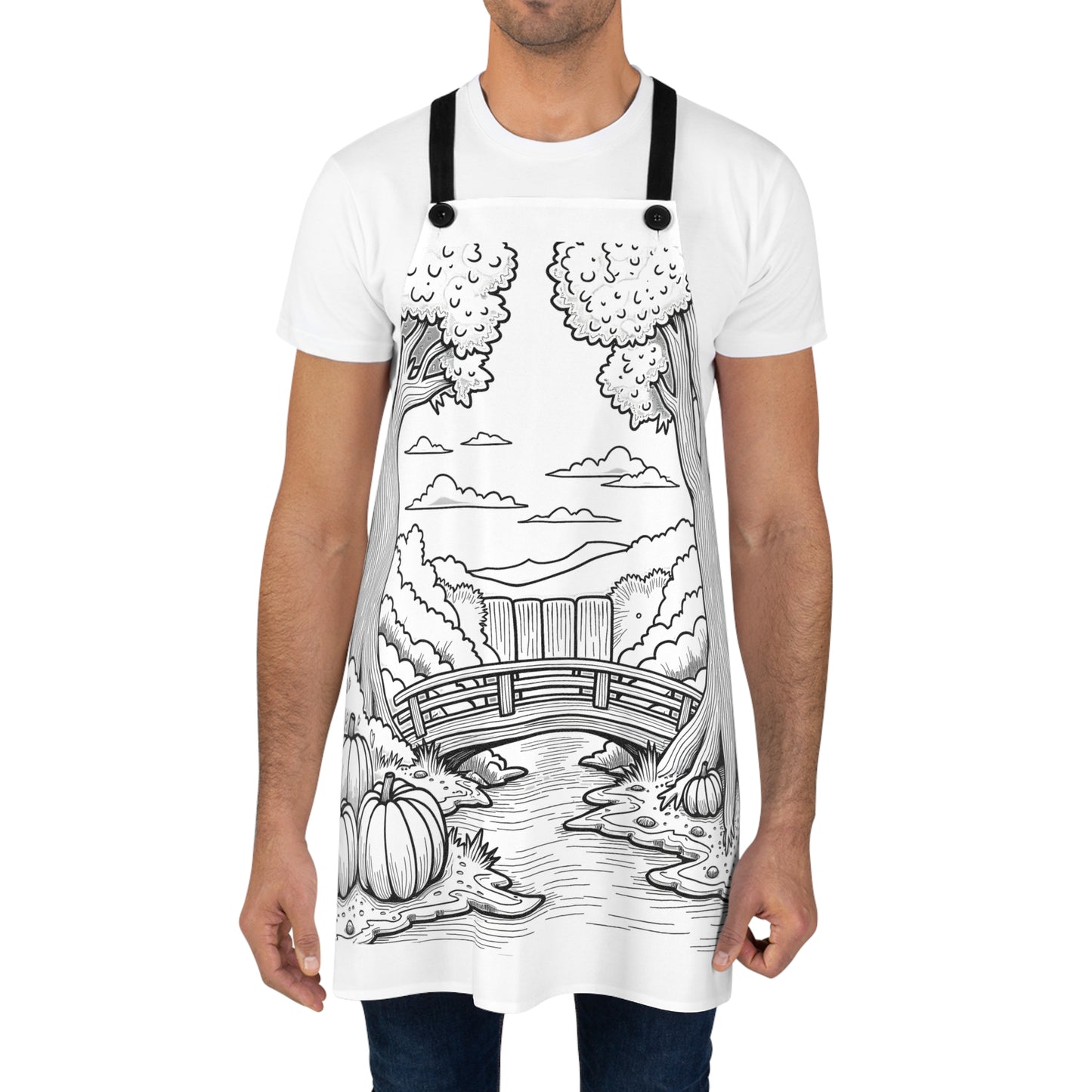 Apron Coloring Kit with 10 Fabric Markers - River and Trees