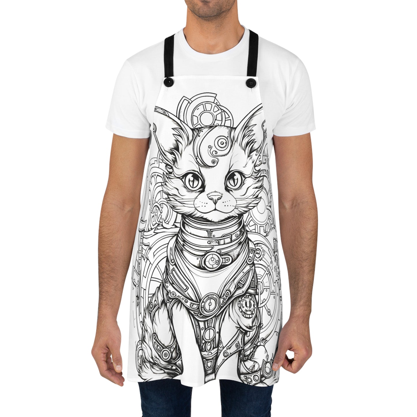 Apron Coloring Kit with 10 Fabric Markers - Steampunk Cat