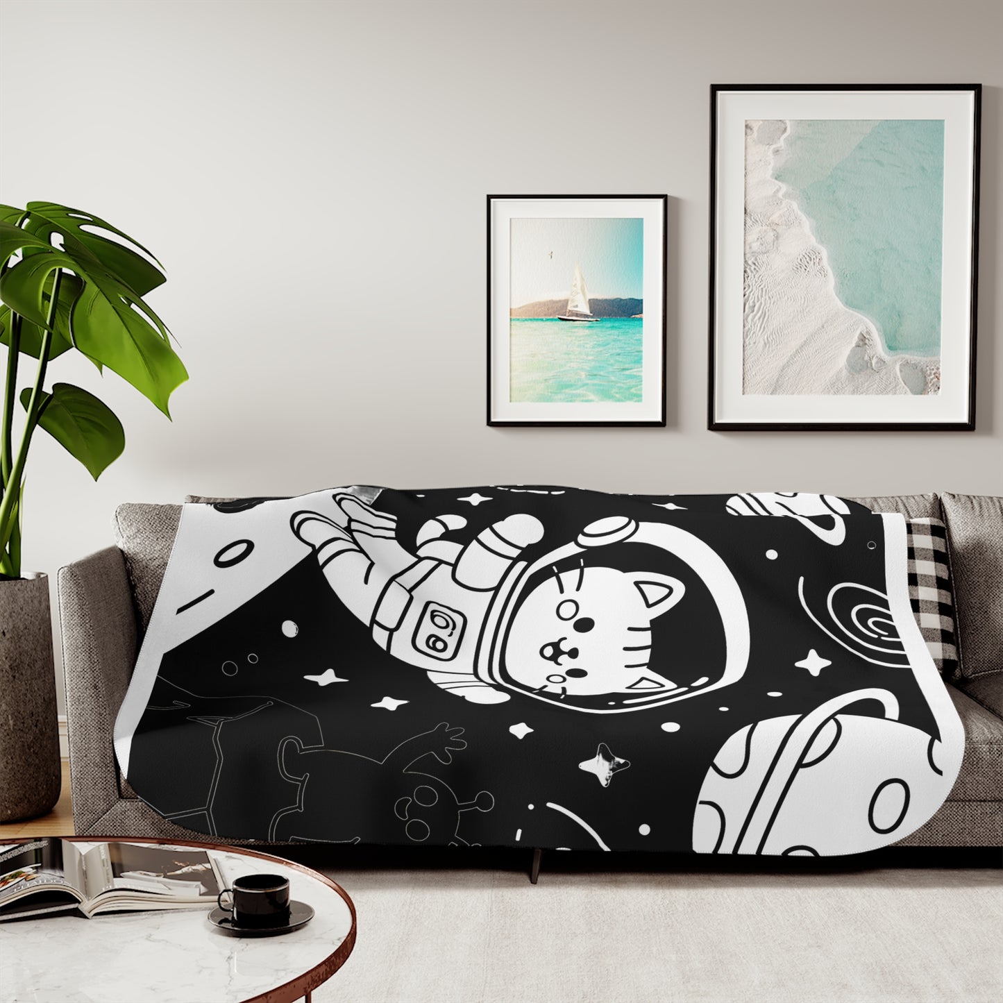 Blanket Coloring Kit with 10 Fabric Markers - Cat Astronaut