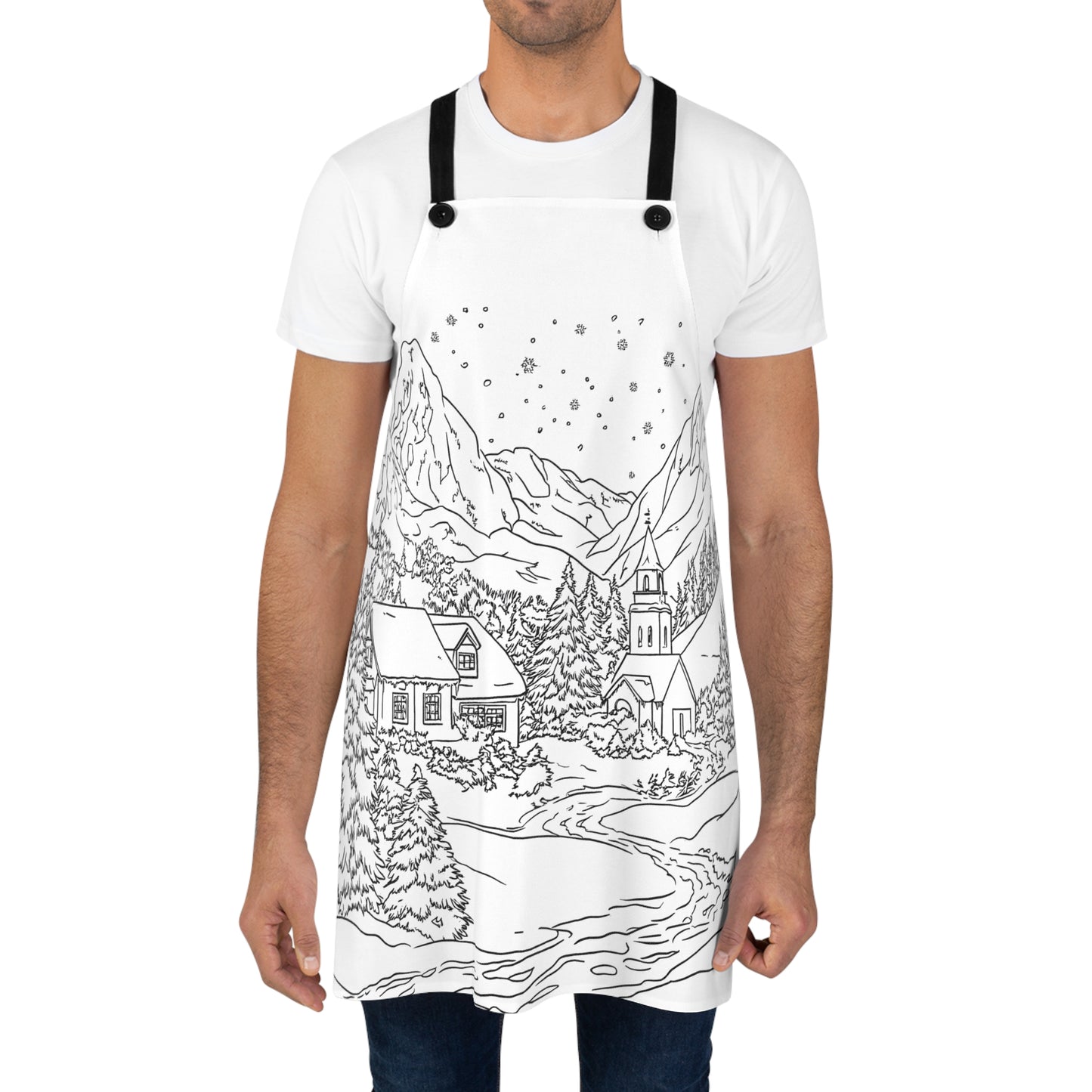 Apron Coloring Kit with 10 Fabric Markers - Mountain Village