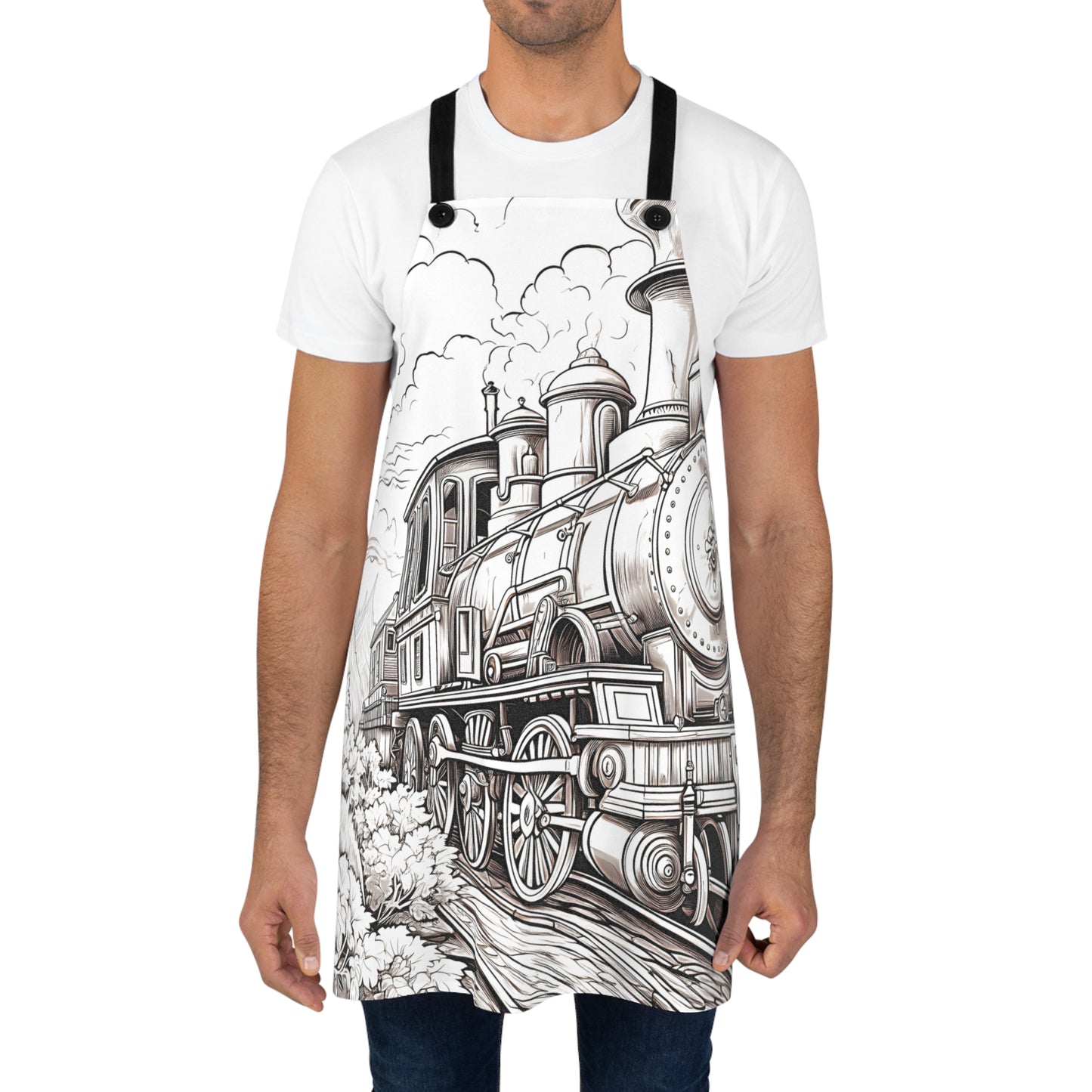 Apron Coloring Kit with 10 Fabric Markers - Steam Train