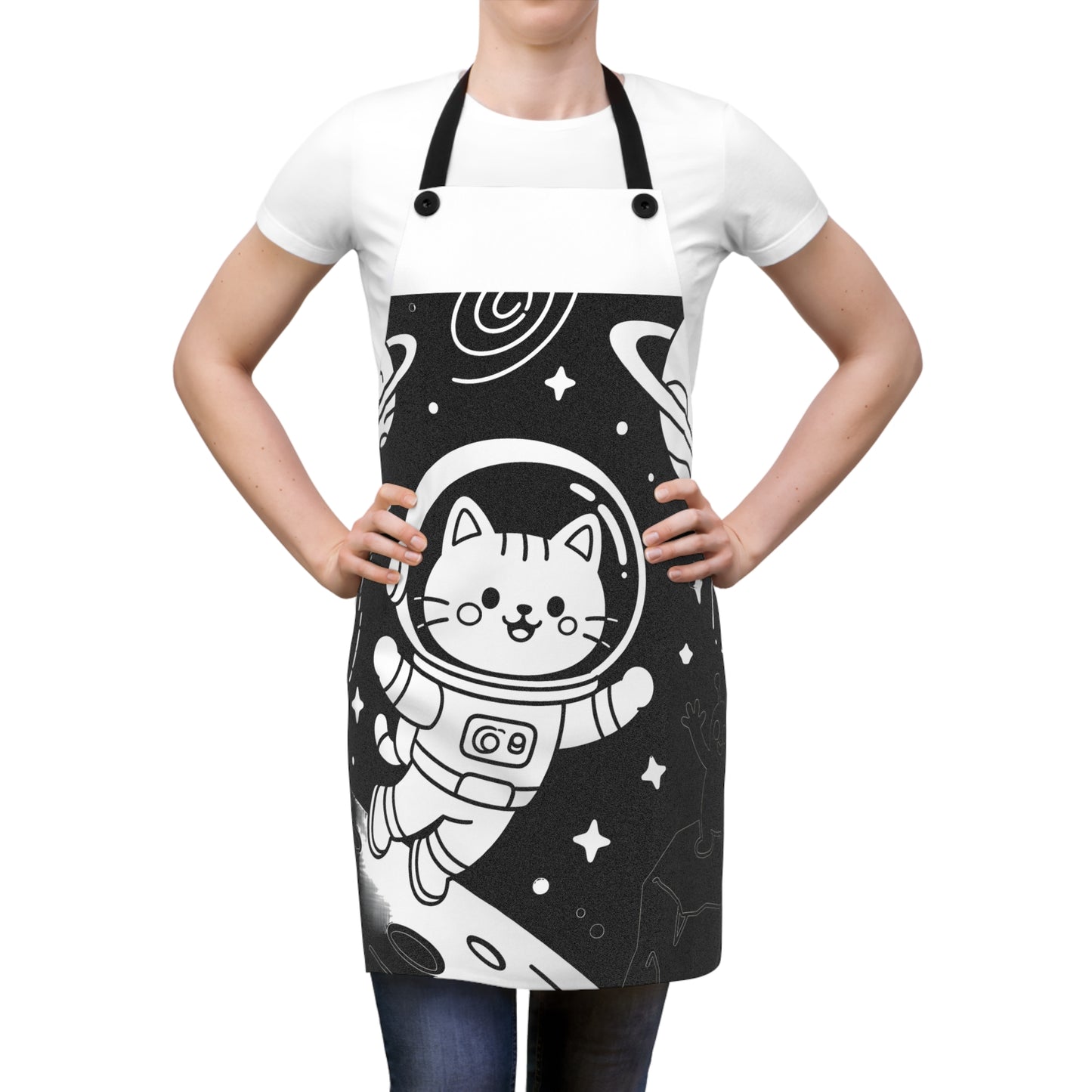 Apron Coloring Kit with 10 Fabric Markers - Cat Astronaut