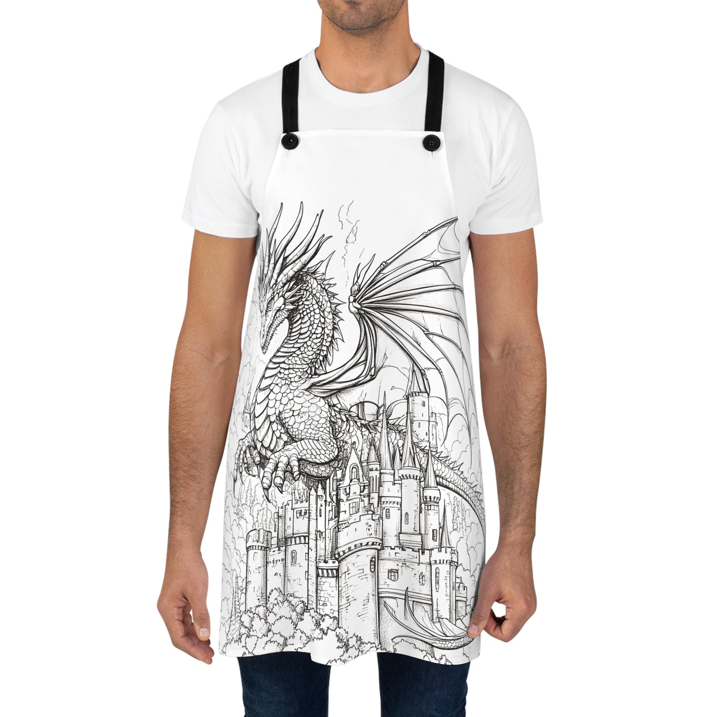 Apron Coloring Kit with 10 Fabric Markers - Dragon and Castle