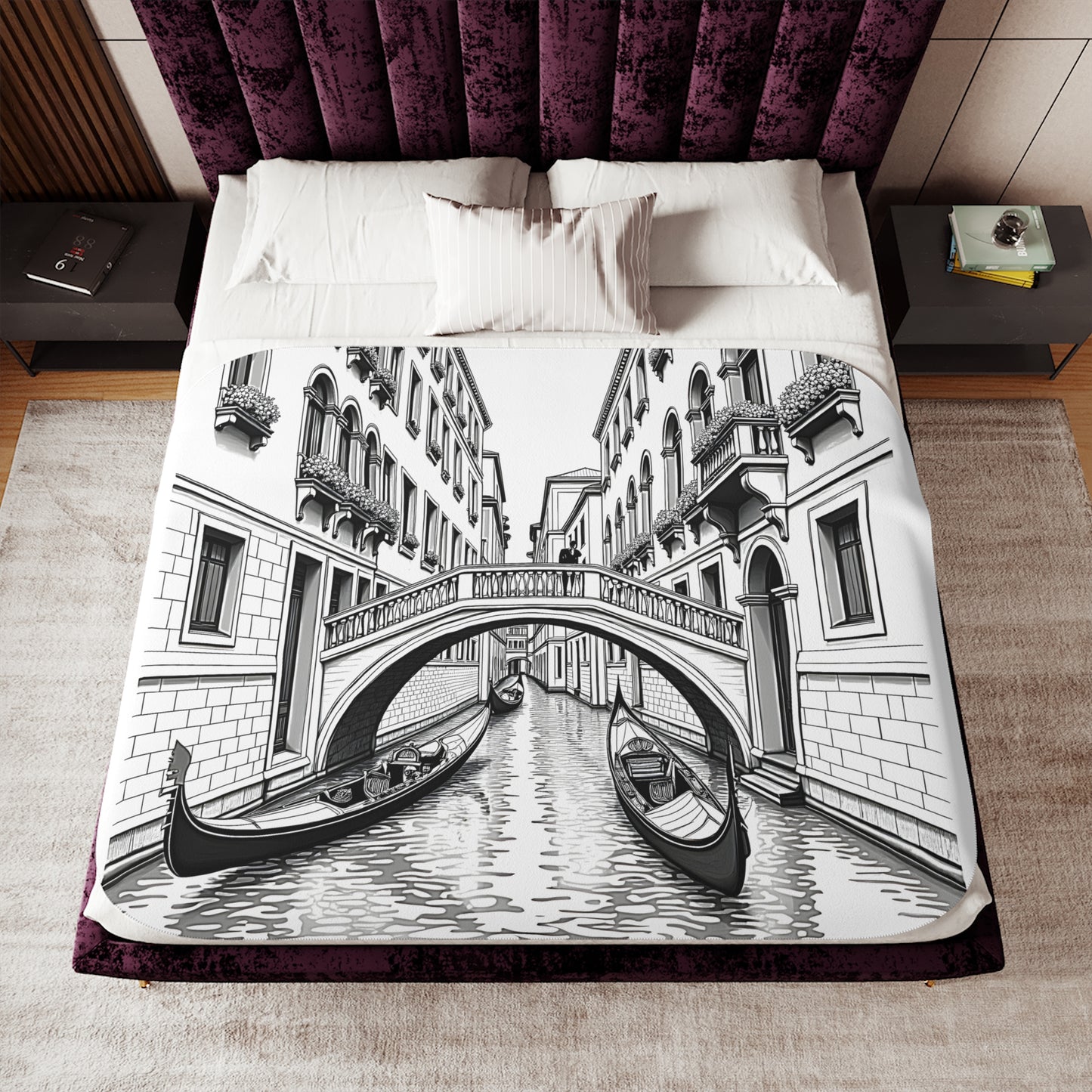 Blanket Coloring Kit with 10 Fabric Markers - Venetian Canal