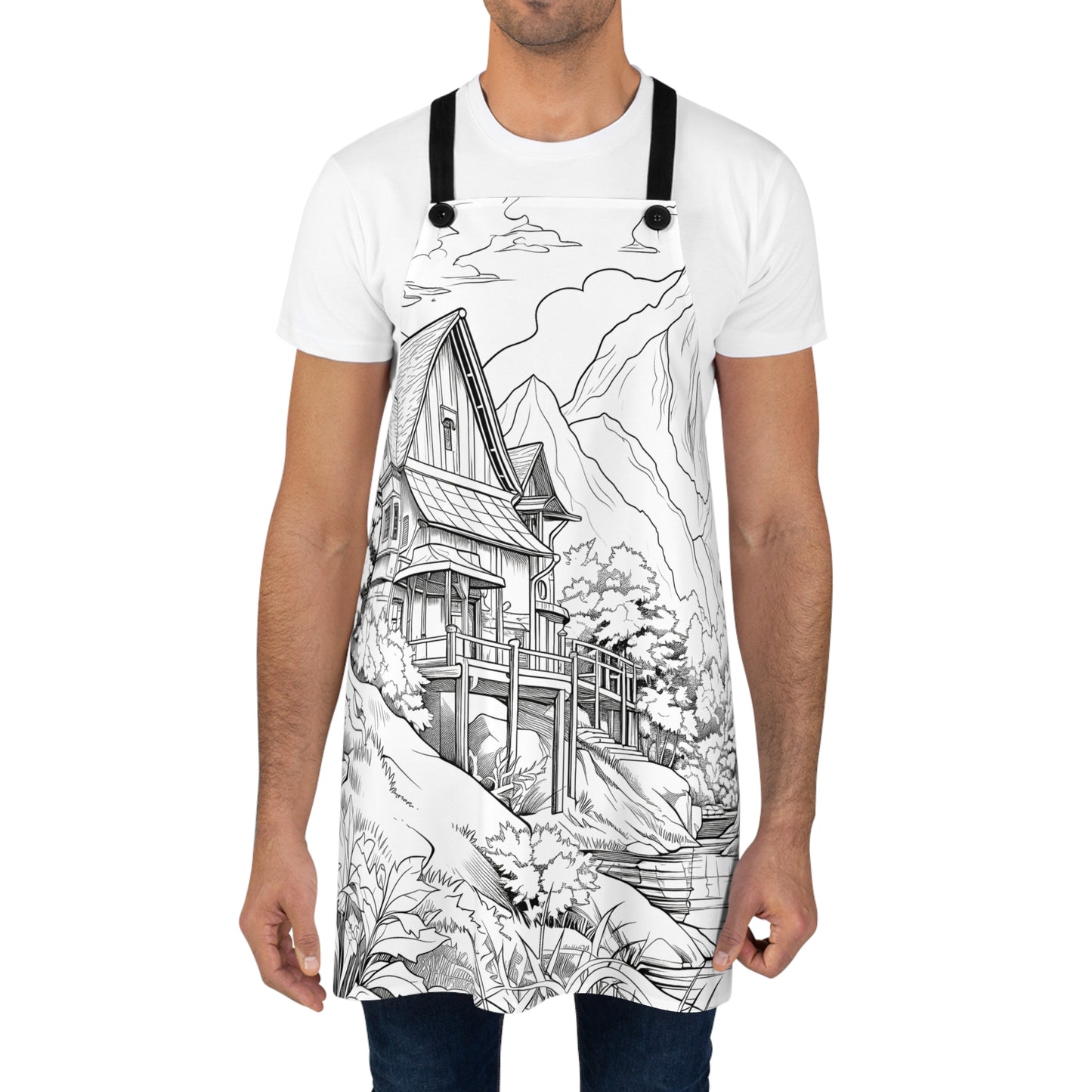 Apron Coloring Kit with 10 Fabric Markers - Mountain Cabin