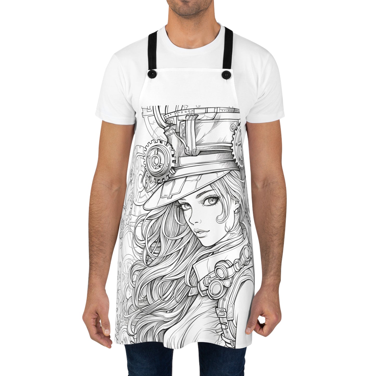 Apron Coloring Kit with 10 Fabric Markers - Steampunk Girl