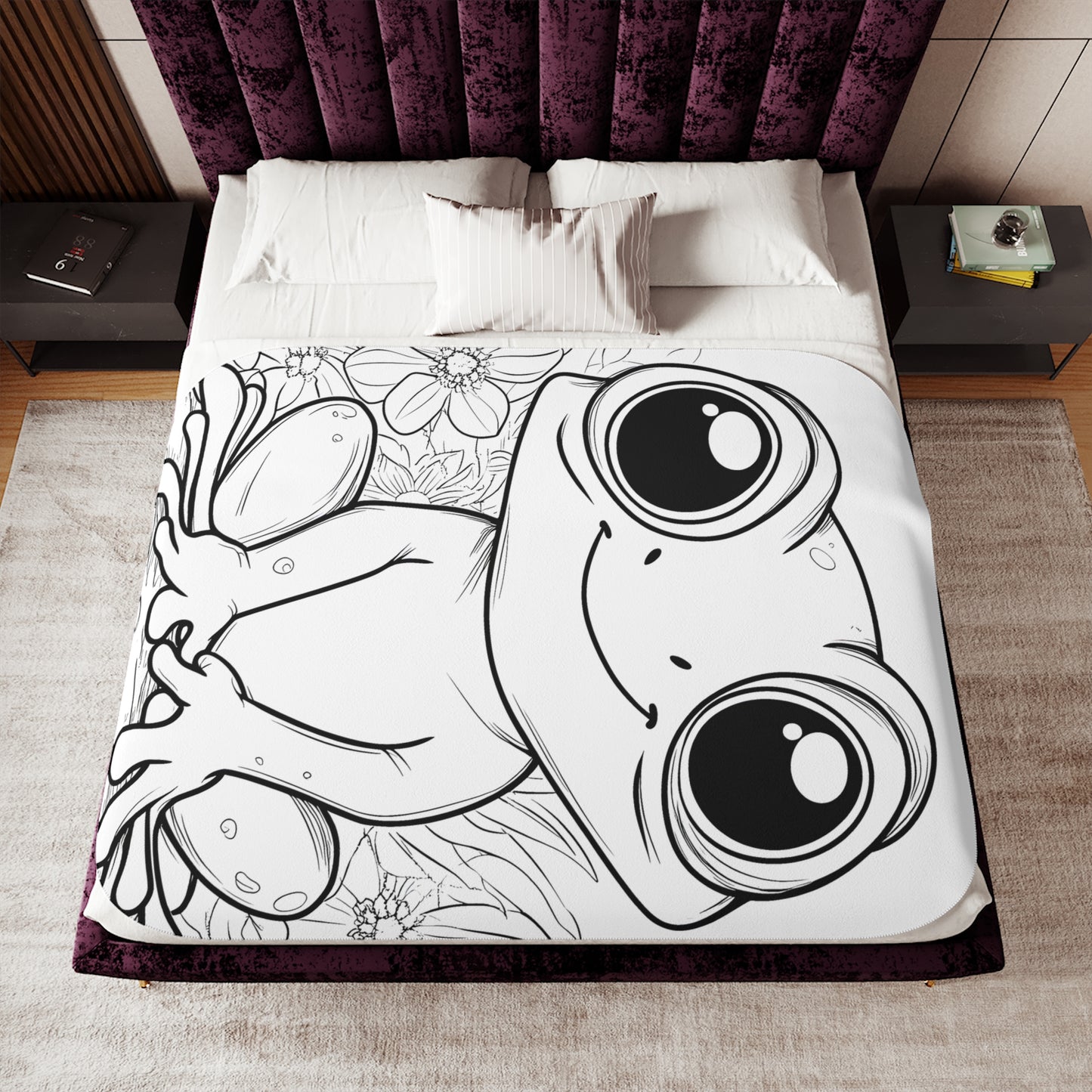 Blanket Coloring Kit with 10 Fabric Markers - Cute Frogs