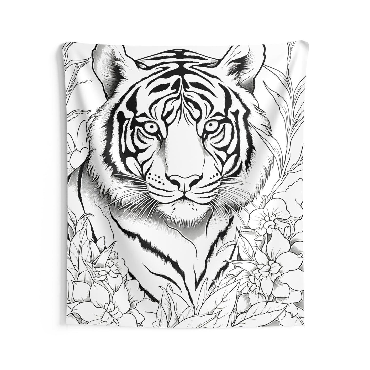 Indoor Wall Tapestries Coloring Kit with 10 Fabric Markers - Tigers