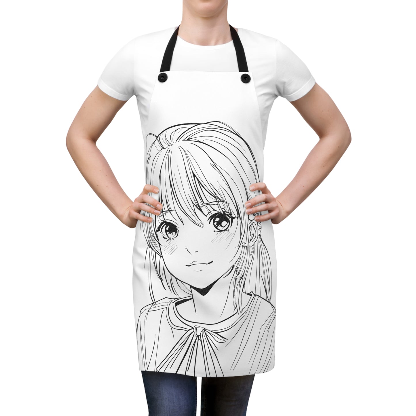 Apron Coloring Kit with 10 Fabric Markers - Anime Girl