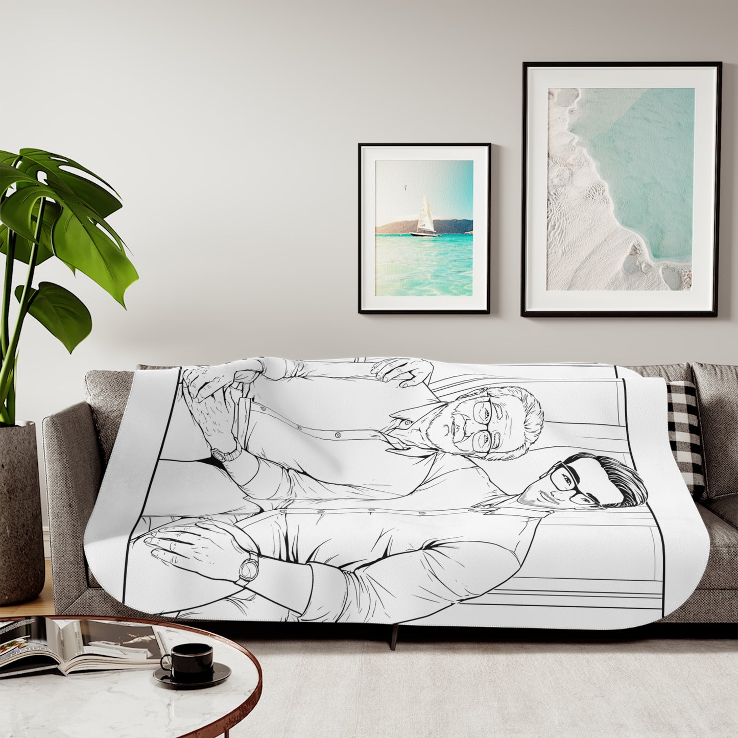 Blanket Coloring Kit with 10 Fabric Markers - Grandpa and Son