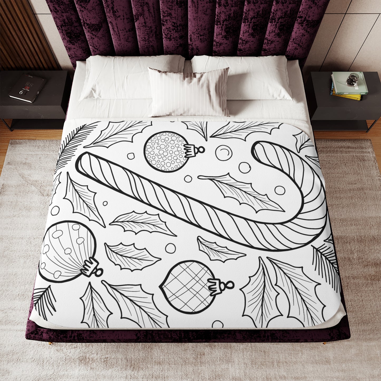 Blanket Coloring Kit with 10 Fabric Markers - Candy Cane and Ornaments