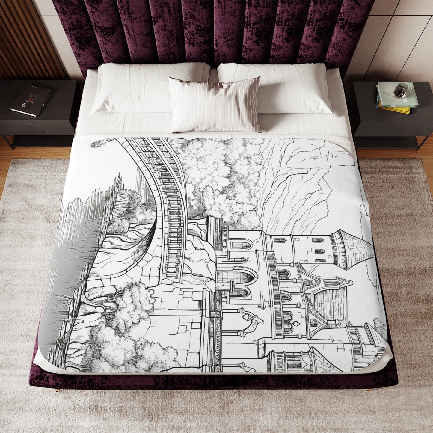 Blanket Coloring Kit with 10 Fabric Markers - Medieval Castle