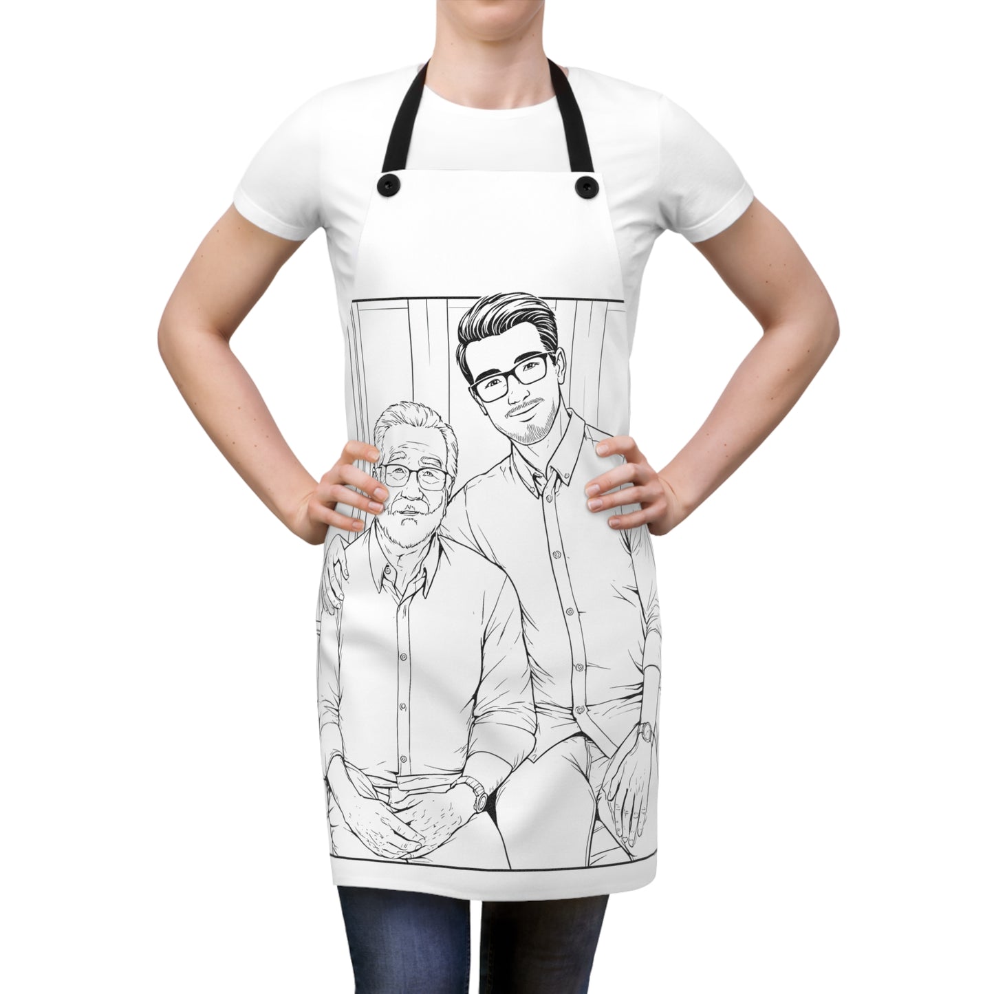 Apron Coloring Kit with 10 Fabric Markers - Grandpa and Son
