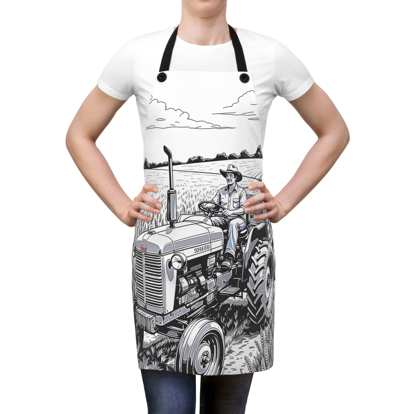 Apron Coloring Kit with 10 Fabric Markers - Tractor