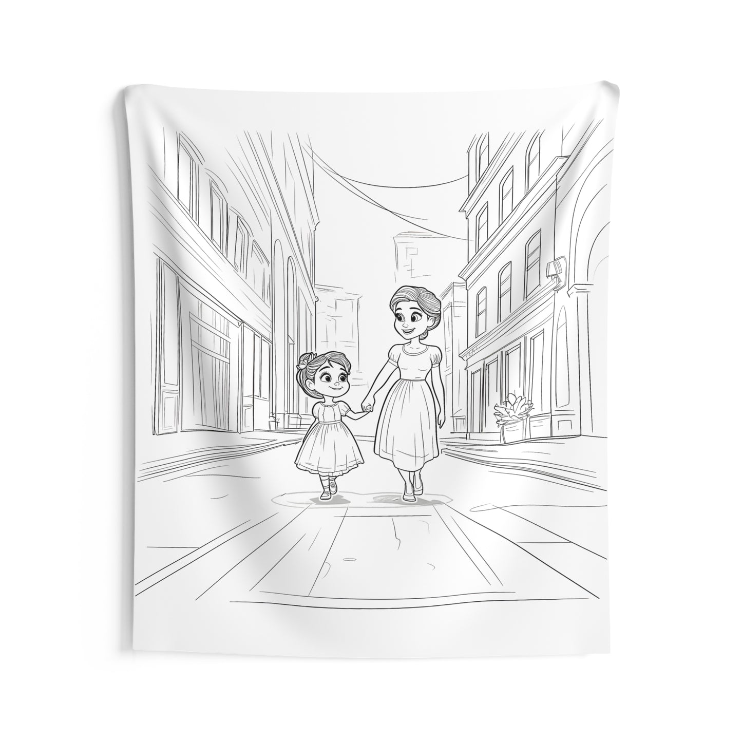 Indoor Wall Tapestries Coloring Kit with 10 Fabric Markers - Mother and Daughter