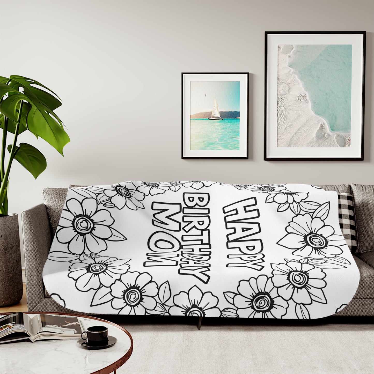 Blanket Coloring Kit with 10 Fabric Markers - Birthday Flowers