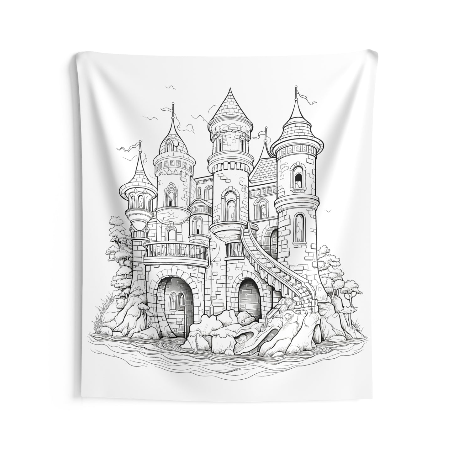 Indoor Wall Tapestries Coloring Kit with 10 Fabric Markers - Medieval Castle