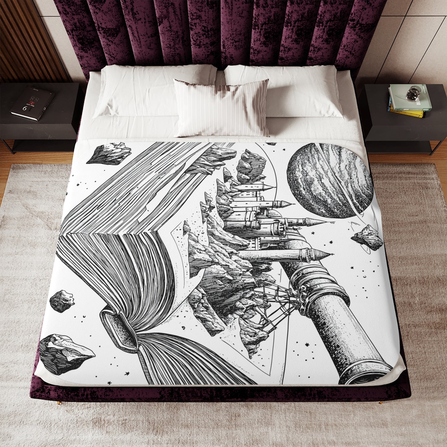 Blanket Coloring Kit with 10 Fabric Markers - Castle in Space