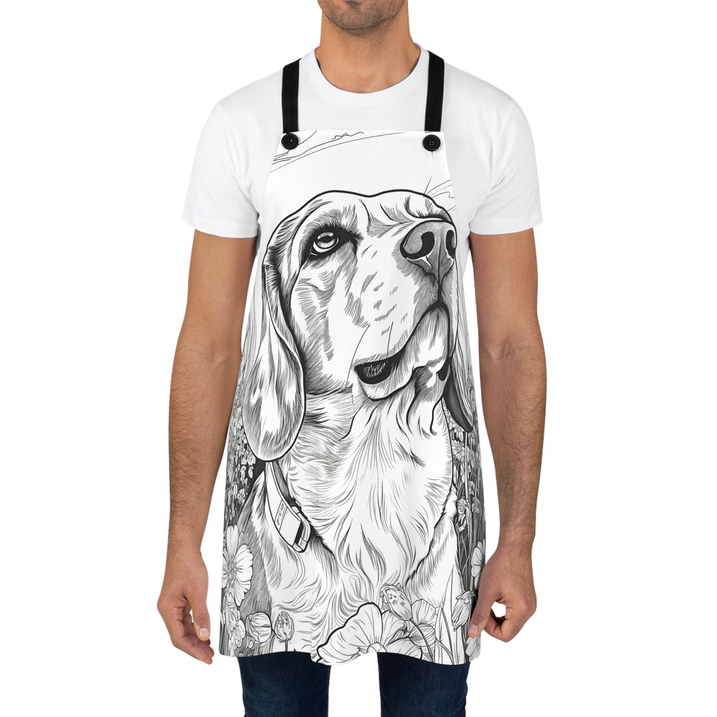 Apron Coloring Kit with 10 Fabric Markers - Dog in Meadow