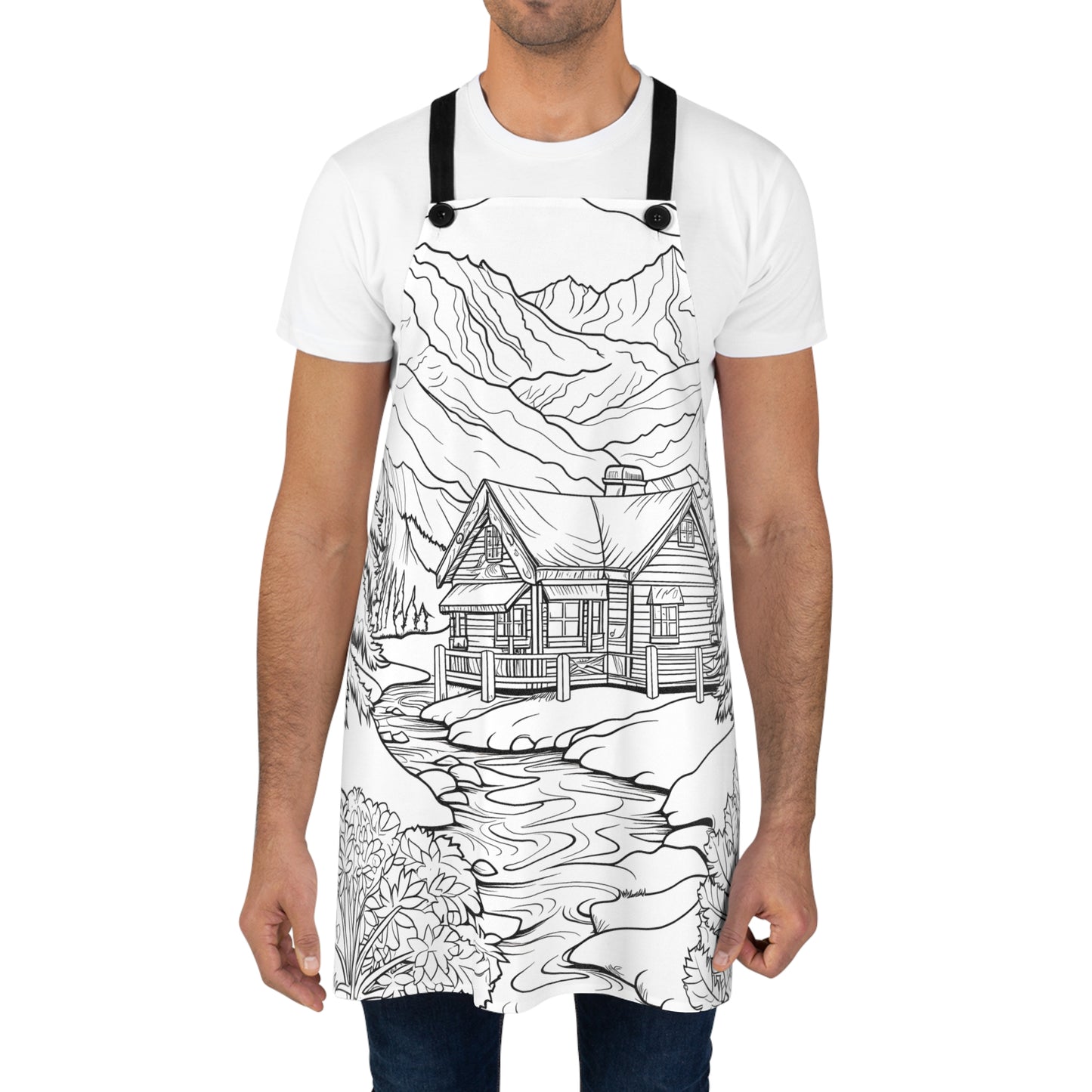 Apron Coloring Kit with 10 Fabric Markers - Mountain Cabin