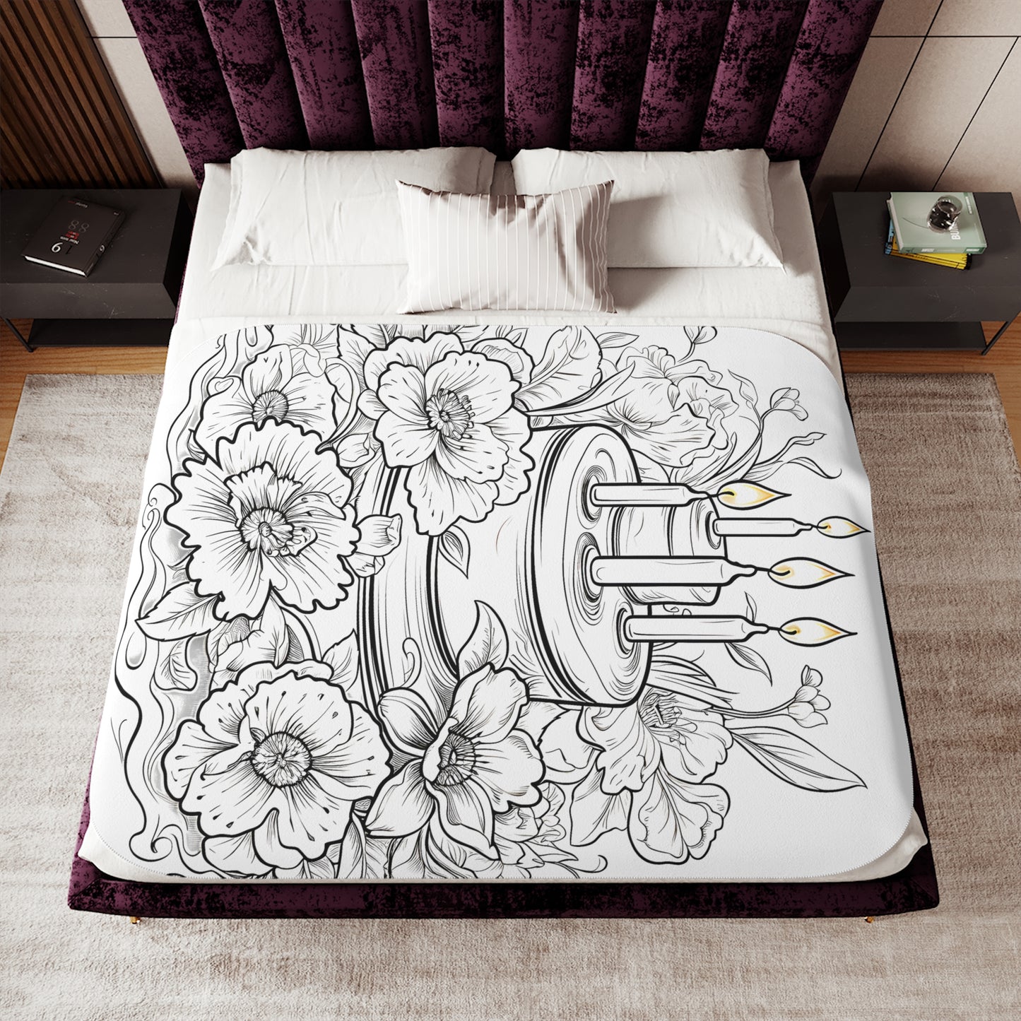 Blanket Coloring Kit with 10 Fabric Markers - Birthday Cake