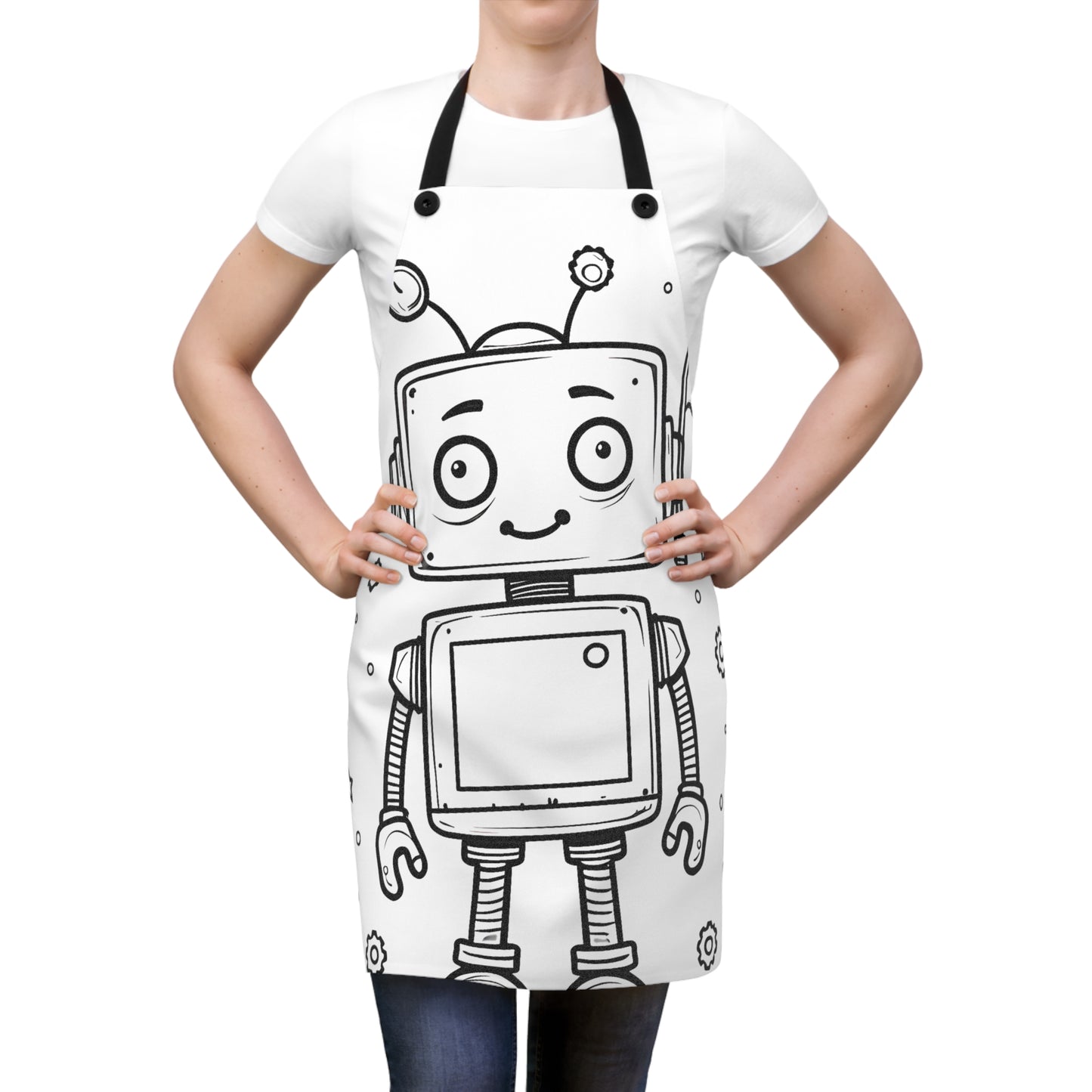 Apron Coloring Kit with 10 Fabric Markers - Cute Robot