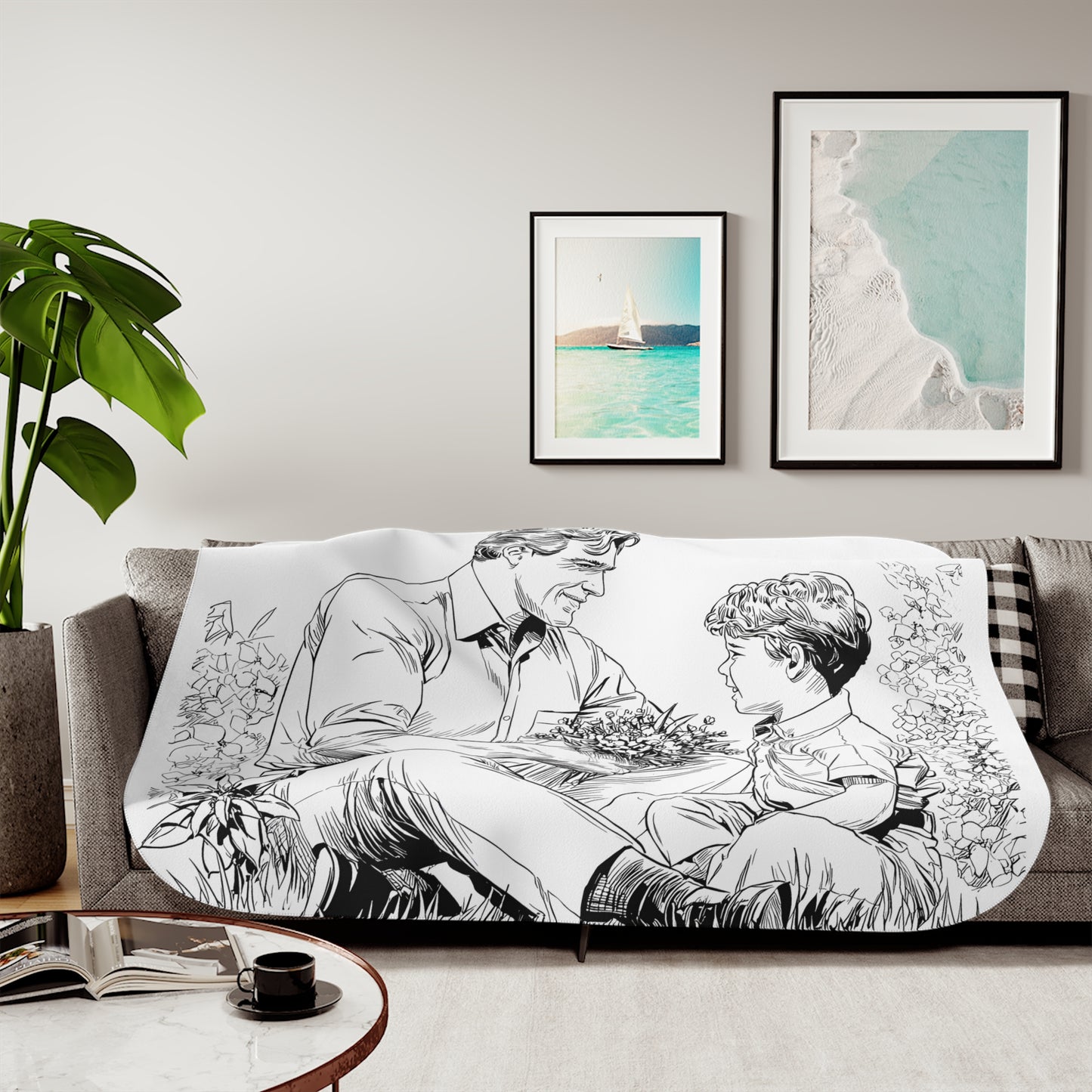 Blanket Coloring Kit with 10 Fabric Markers - Father and Son