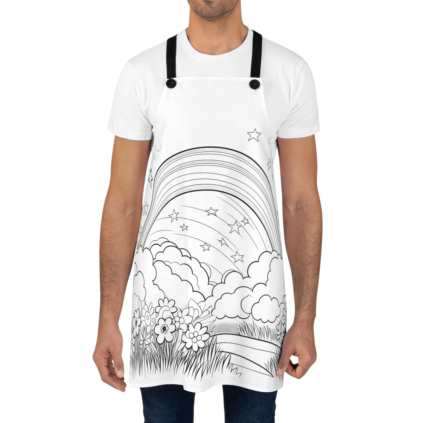 Apron Coloring Kit with 10 Fabric Markers - Rainbow in Clouds