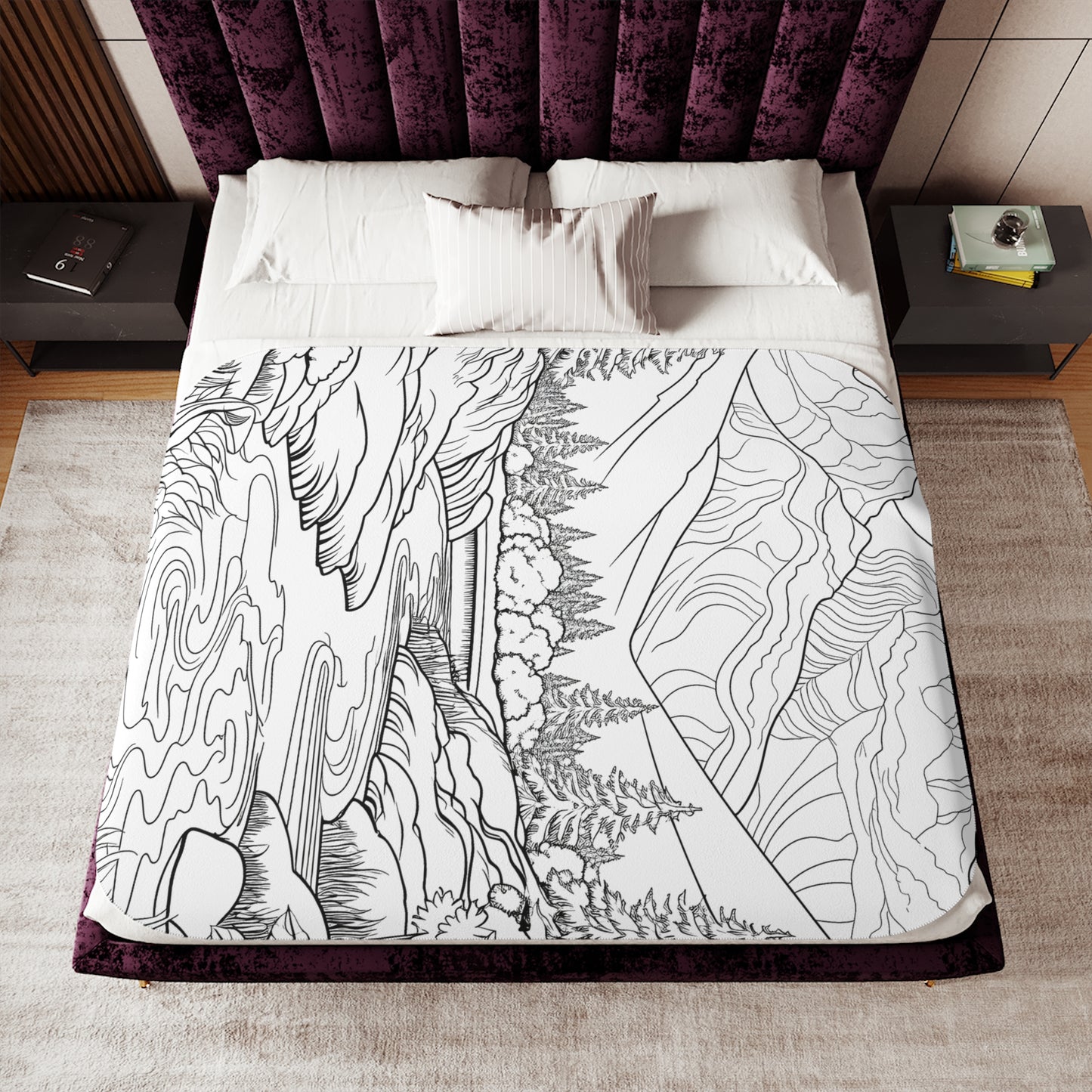 Blanket Coloring Kit with 10 Fabric Markers - Mountain Landscape