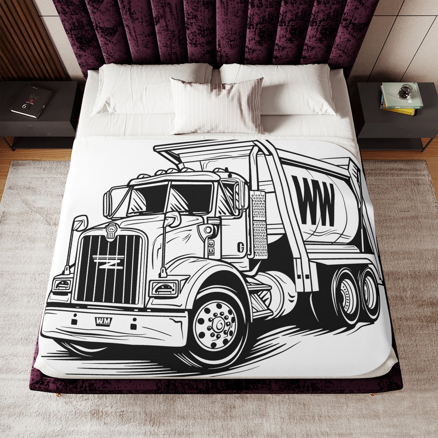 Blanket Coloring Kit with 10 Fabric Markers - Garbage Truck