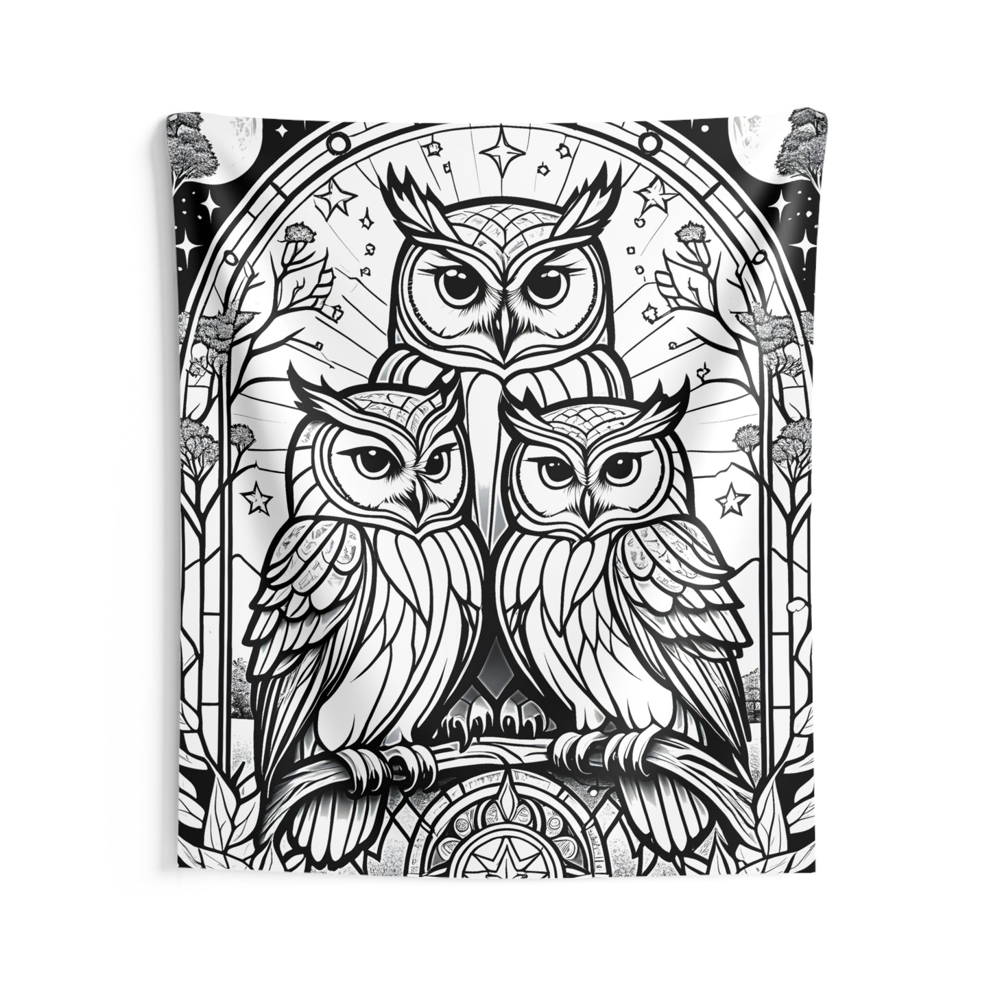 Indoor Wall Tapestries Coloring Kit with 10 Fabric Markers - Owl