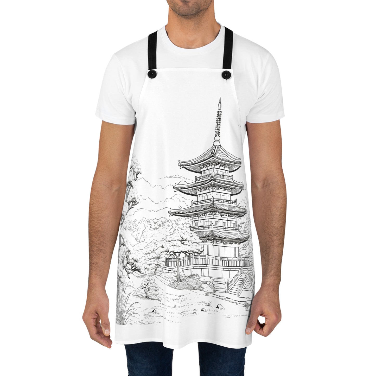 Apron Coloring Kit with 10 Fabric Markers - Japanese Pagoda