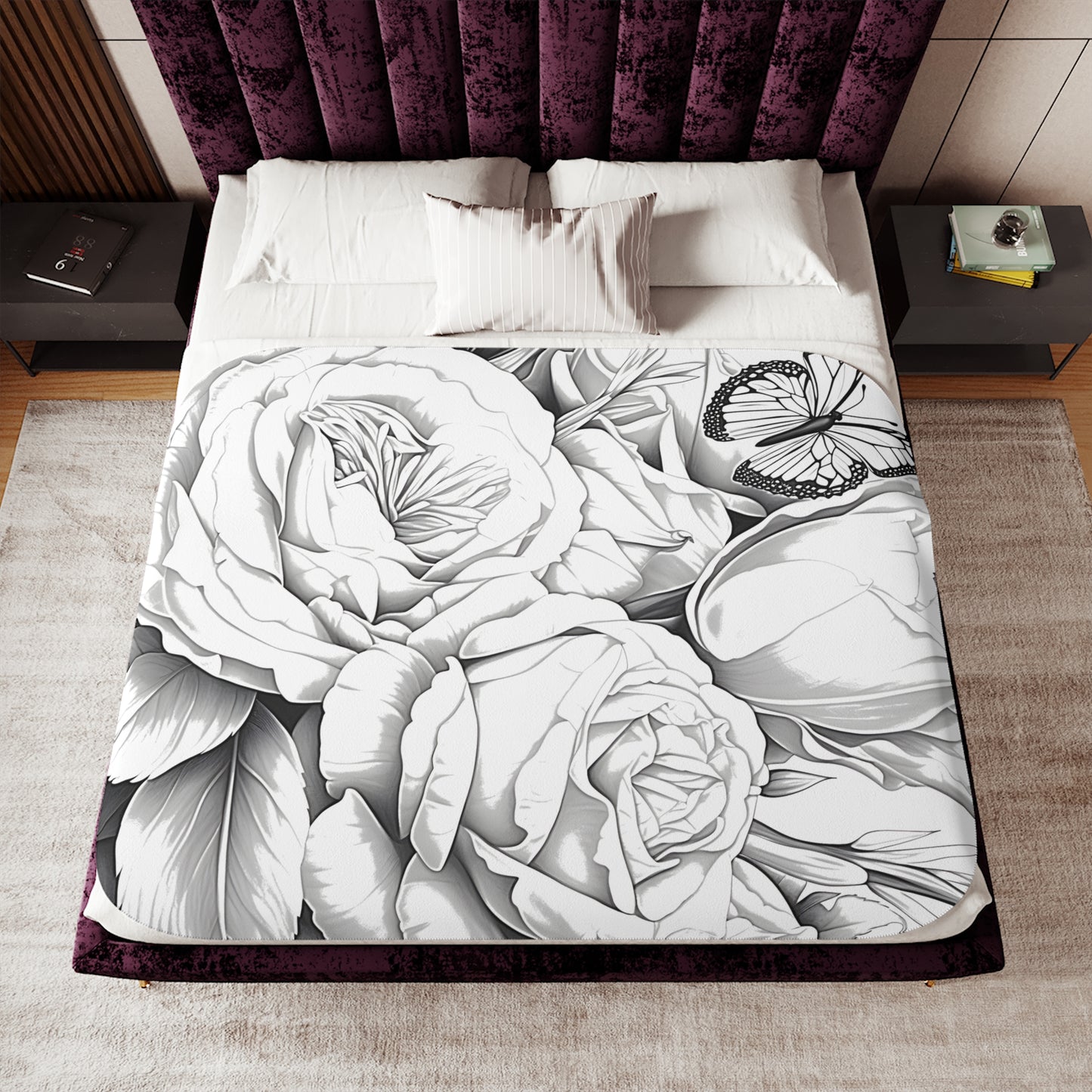 Blanket Coloring Kit with 10 Fabric Markers - Roses and Butterfly